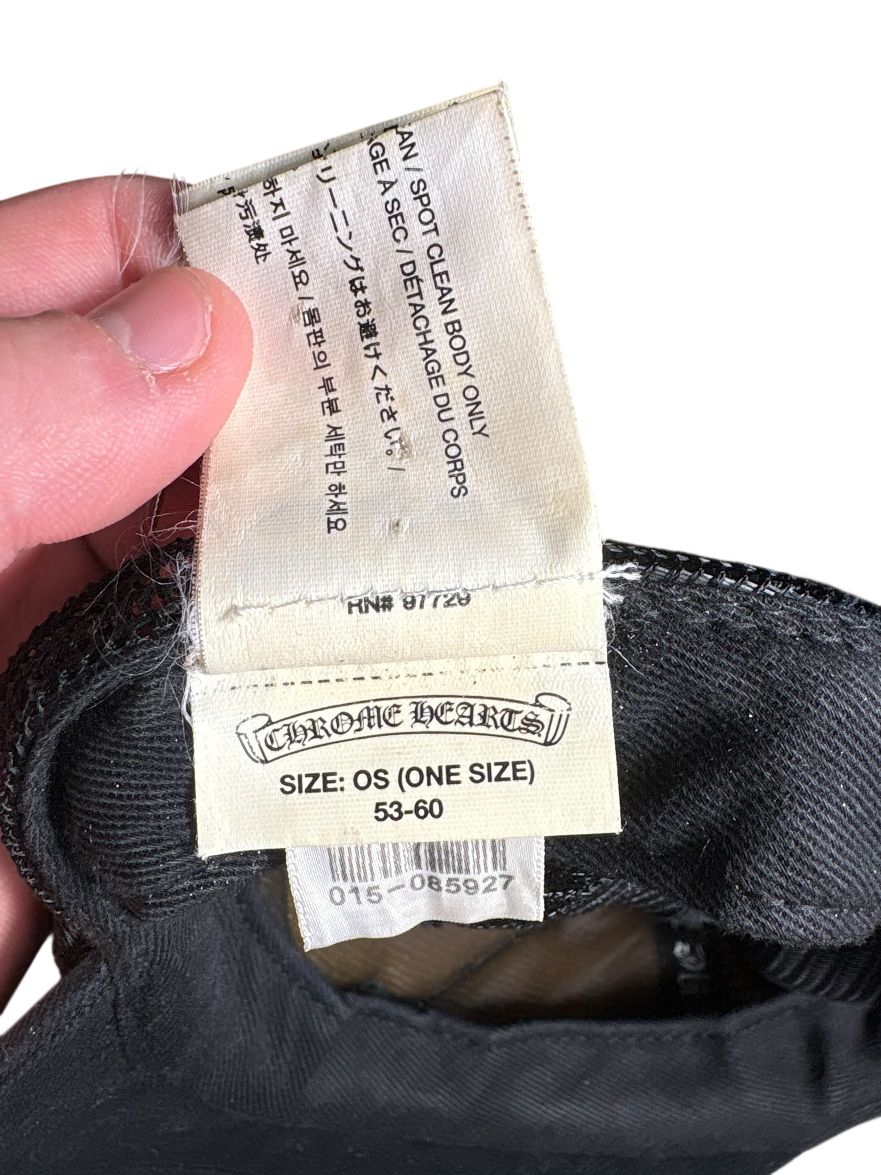 Chrome Hearts Blue Leather Chomper Trucker Hat