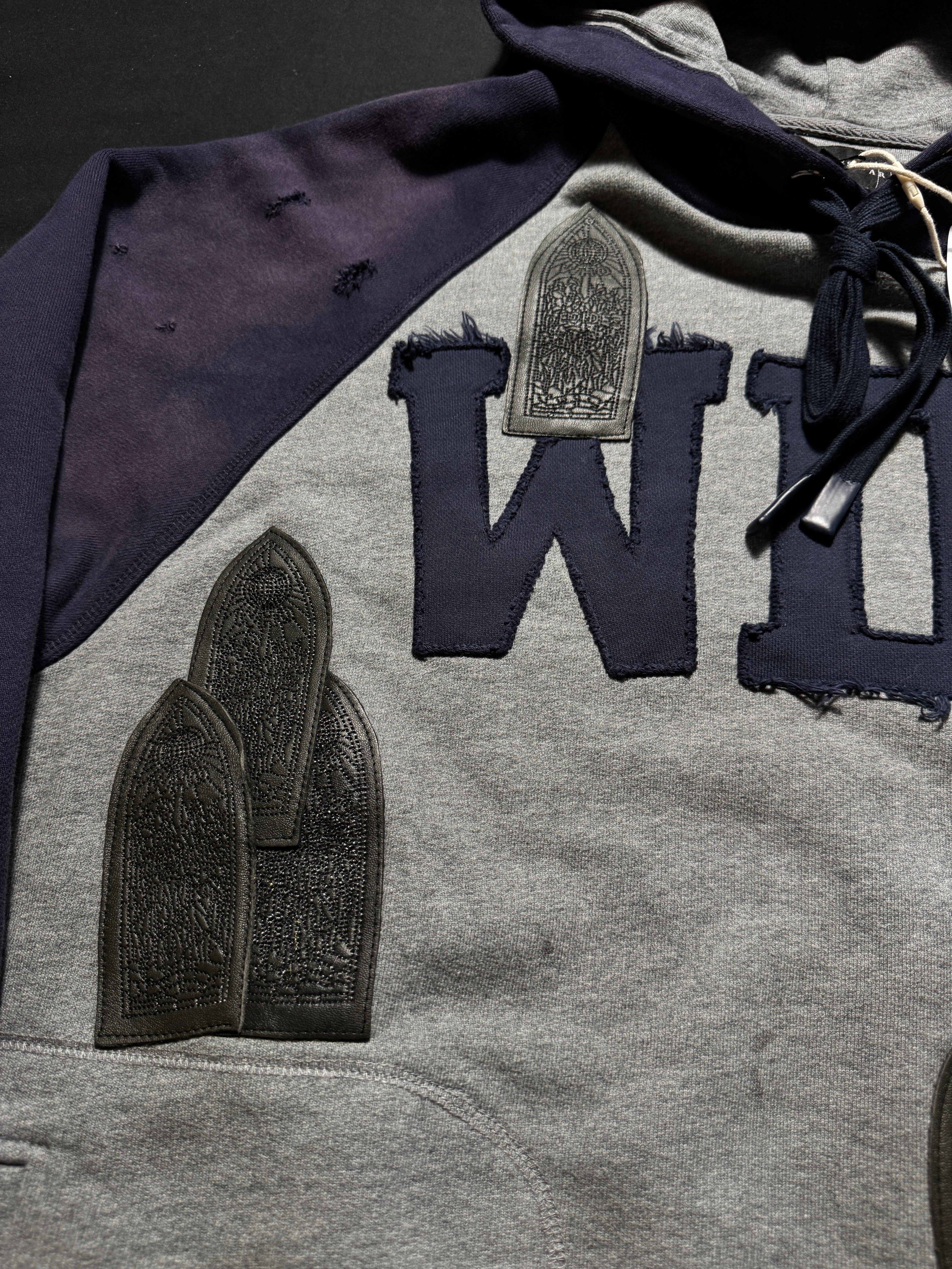 Who Decides War Faded Navy Grey Patch Hoodie