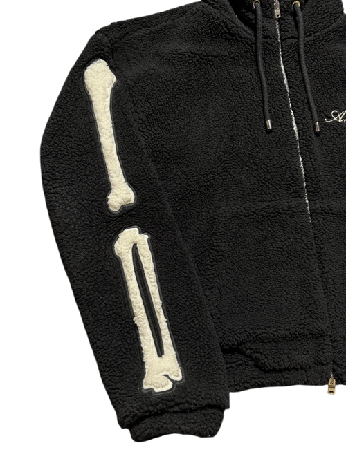 Amiri Bones Sherpa Fleece Zip Up Jacket Black