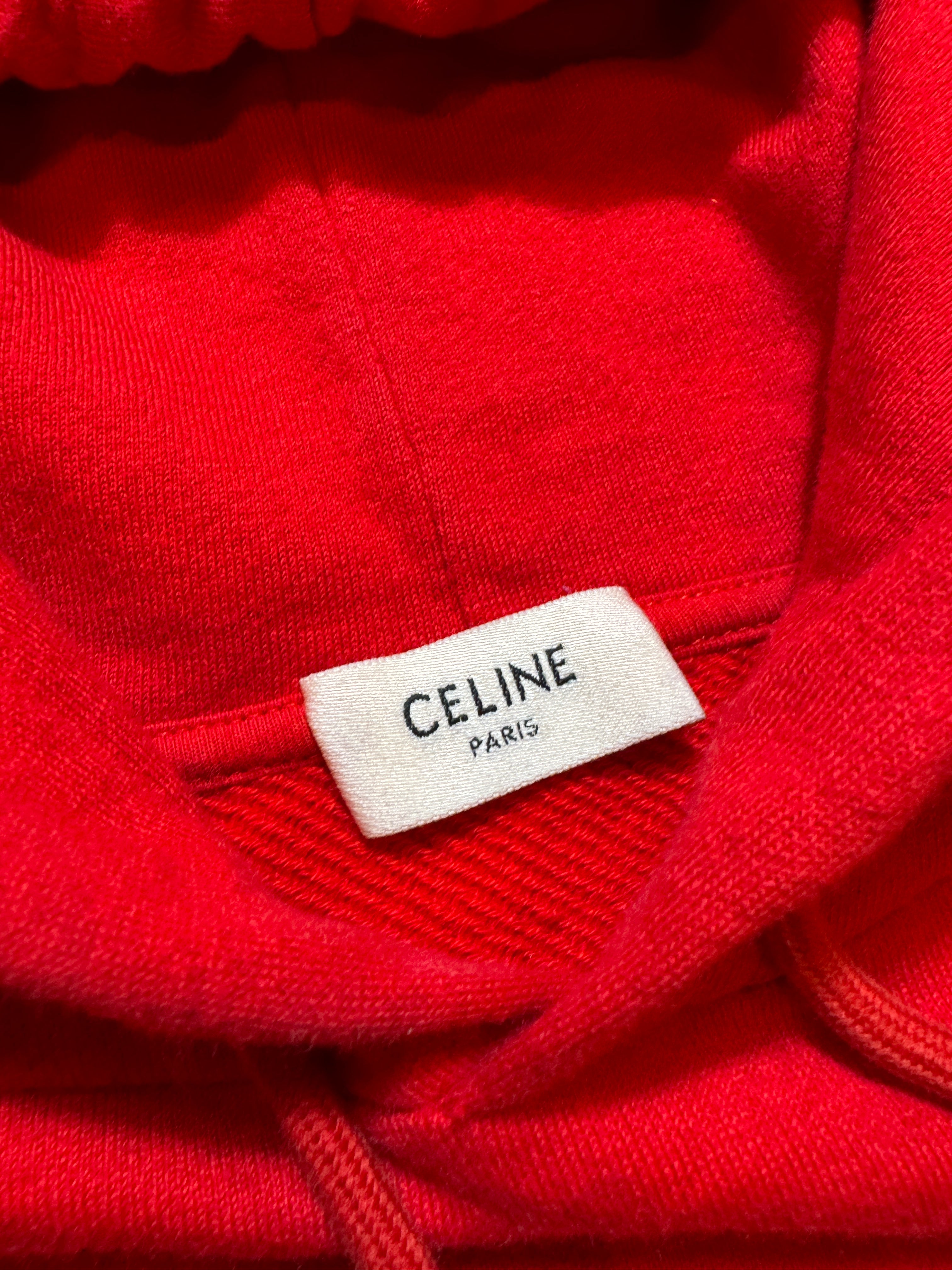 Celine Paris Logo Red Hoodie - Size M
