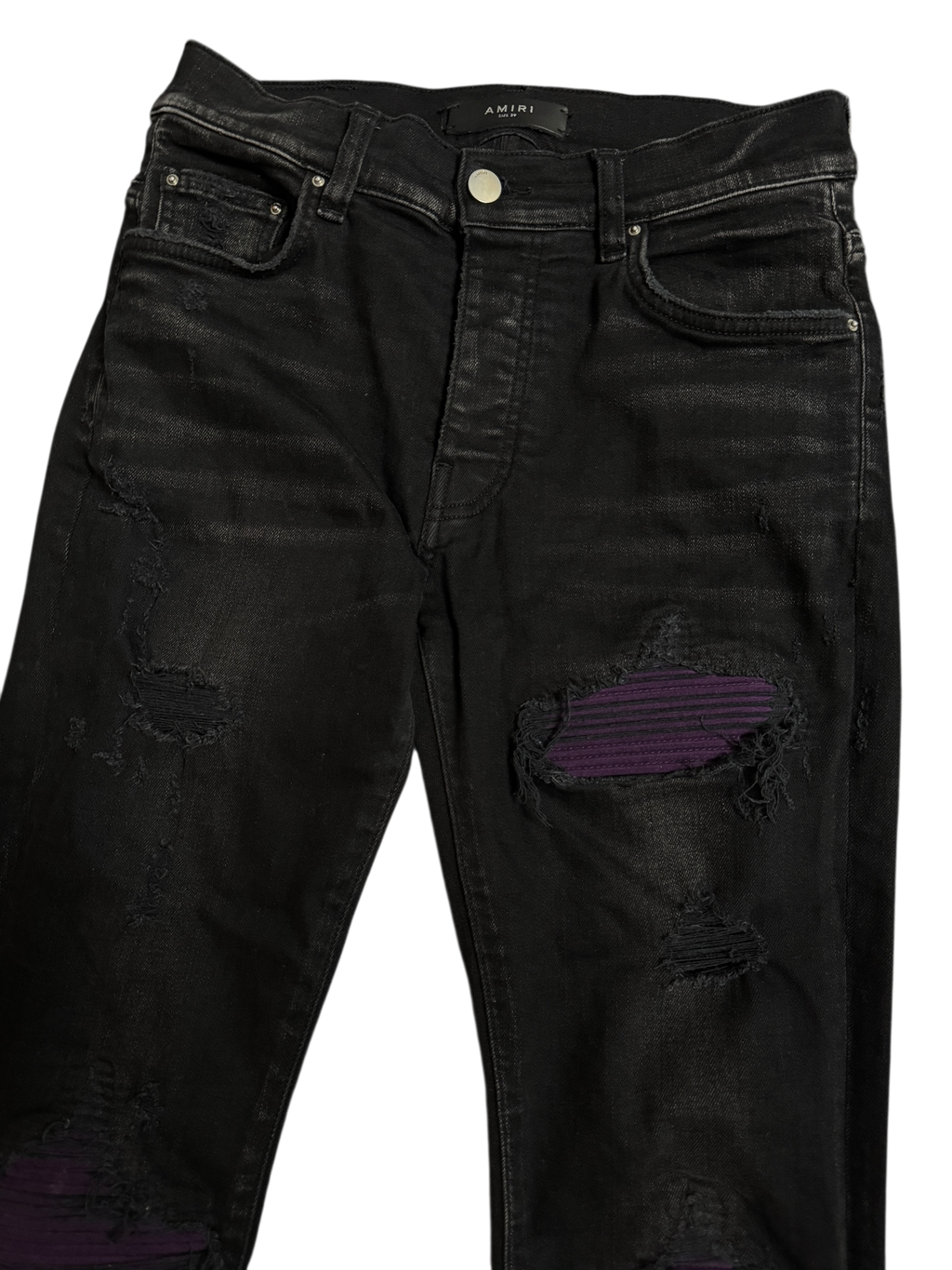 Amiri MX1 Black Purple Patch Jeans