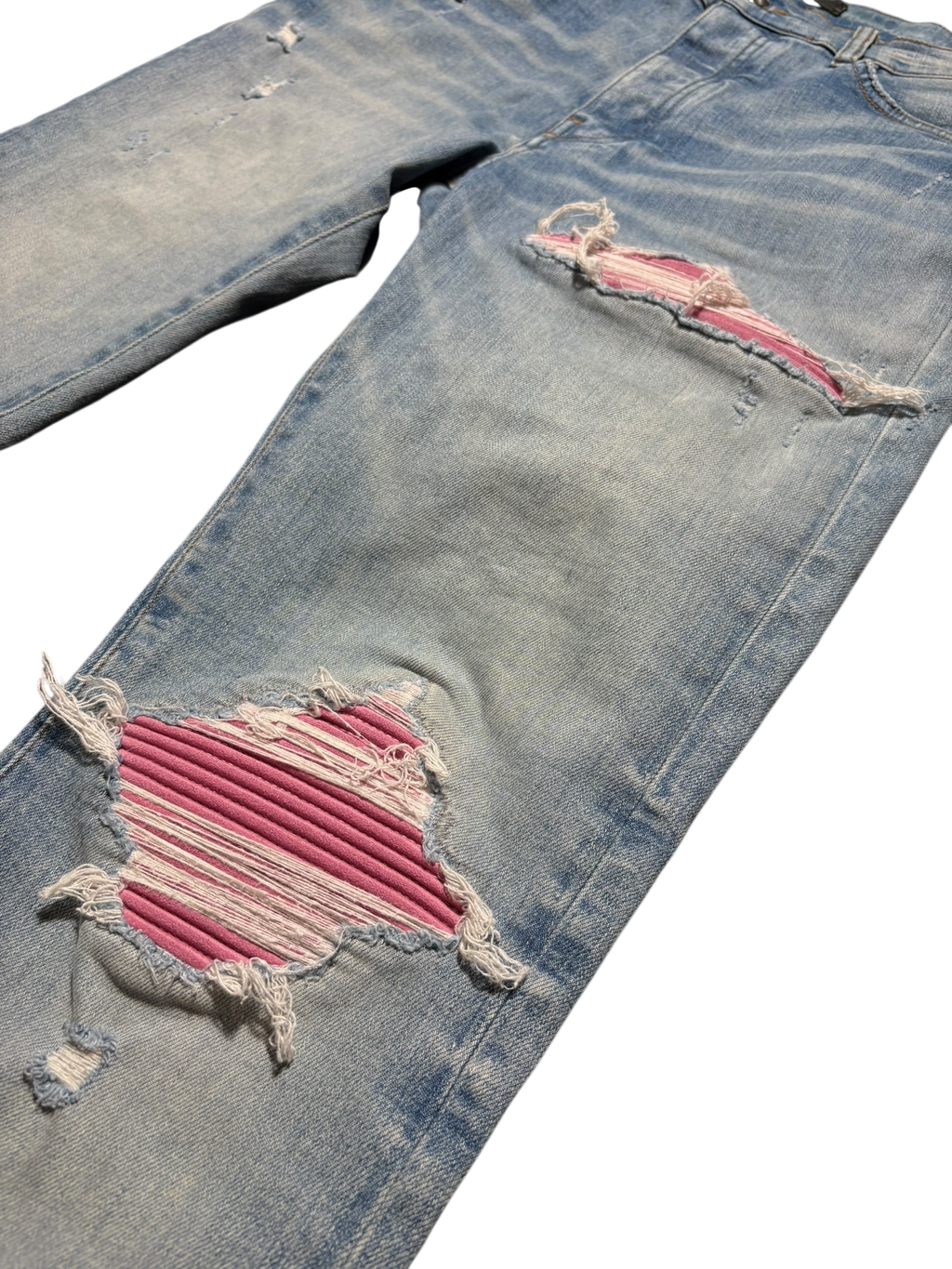 Amiri MX1 LightWash Pink Patch Jeans