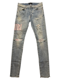 Amiri Pink Side Logo Light Wash Blue Jeans