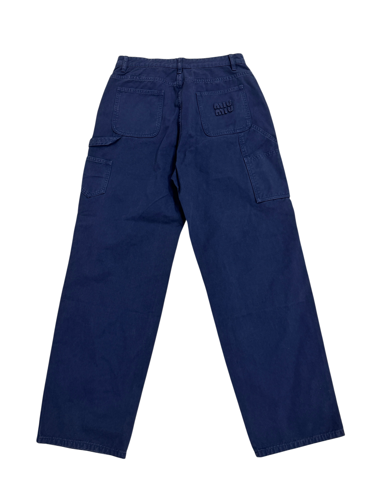 Miu Miu Indigo Blue Garment-dyed Gabardine Pants