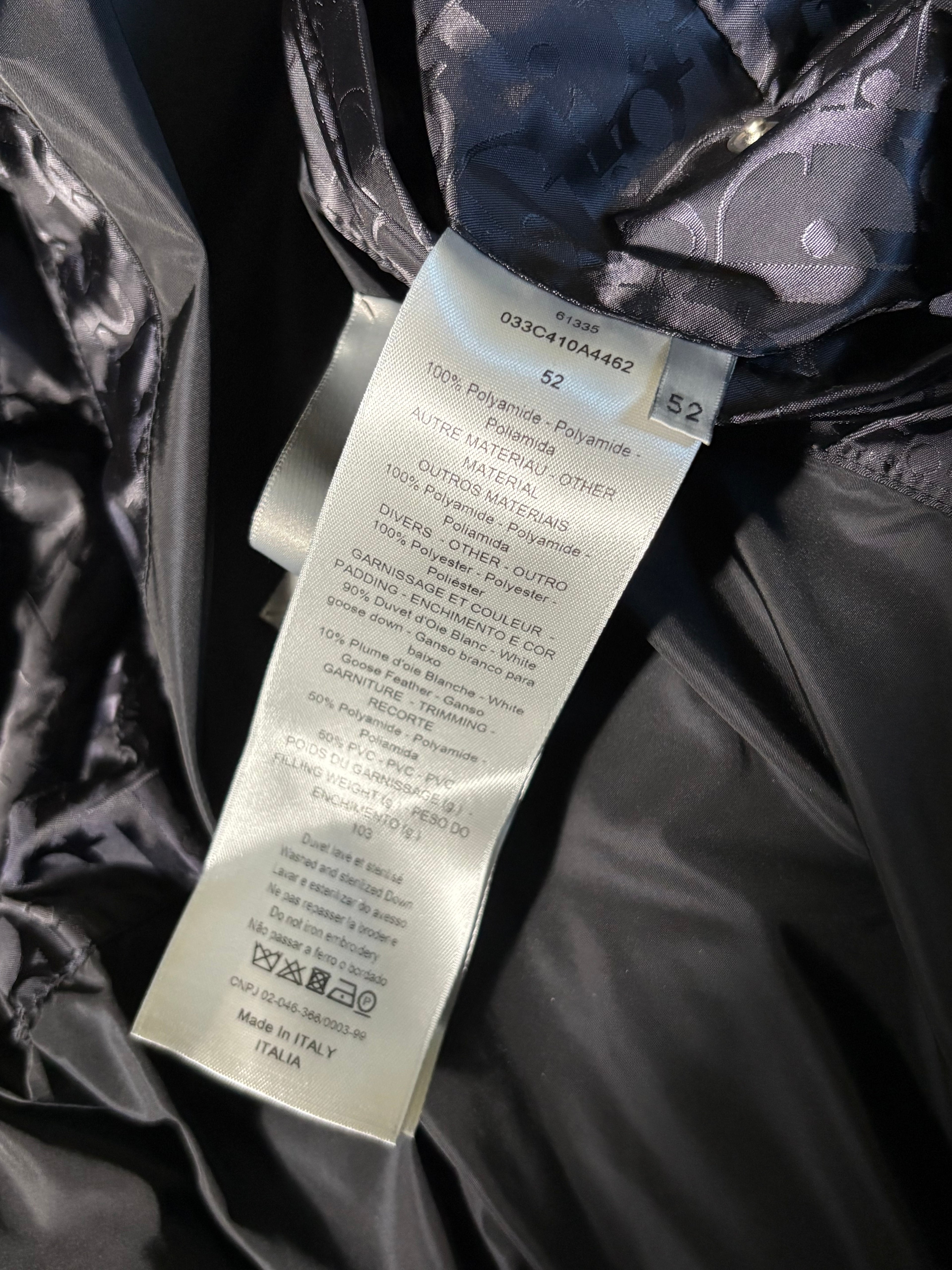 Dior Navy Oblique Puffer Vest - Size 52