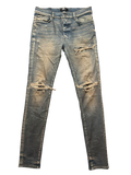 Amiri MX1 Plaid Patch Vintage Indigo Wash Jeans - Size 34