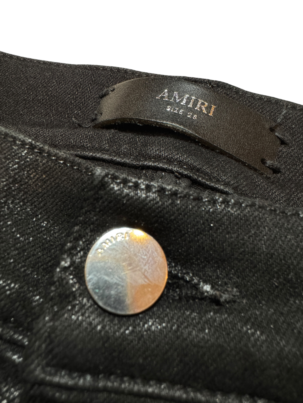 Amiri MX1 Waxed Black Jeans - Size 28