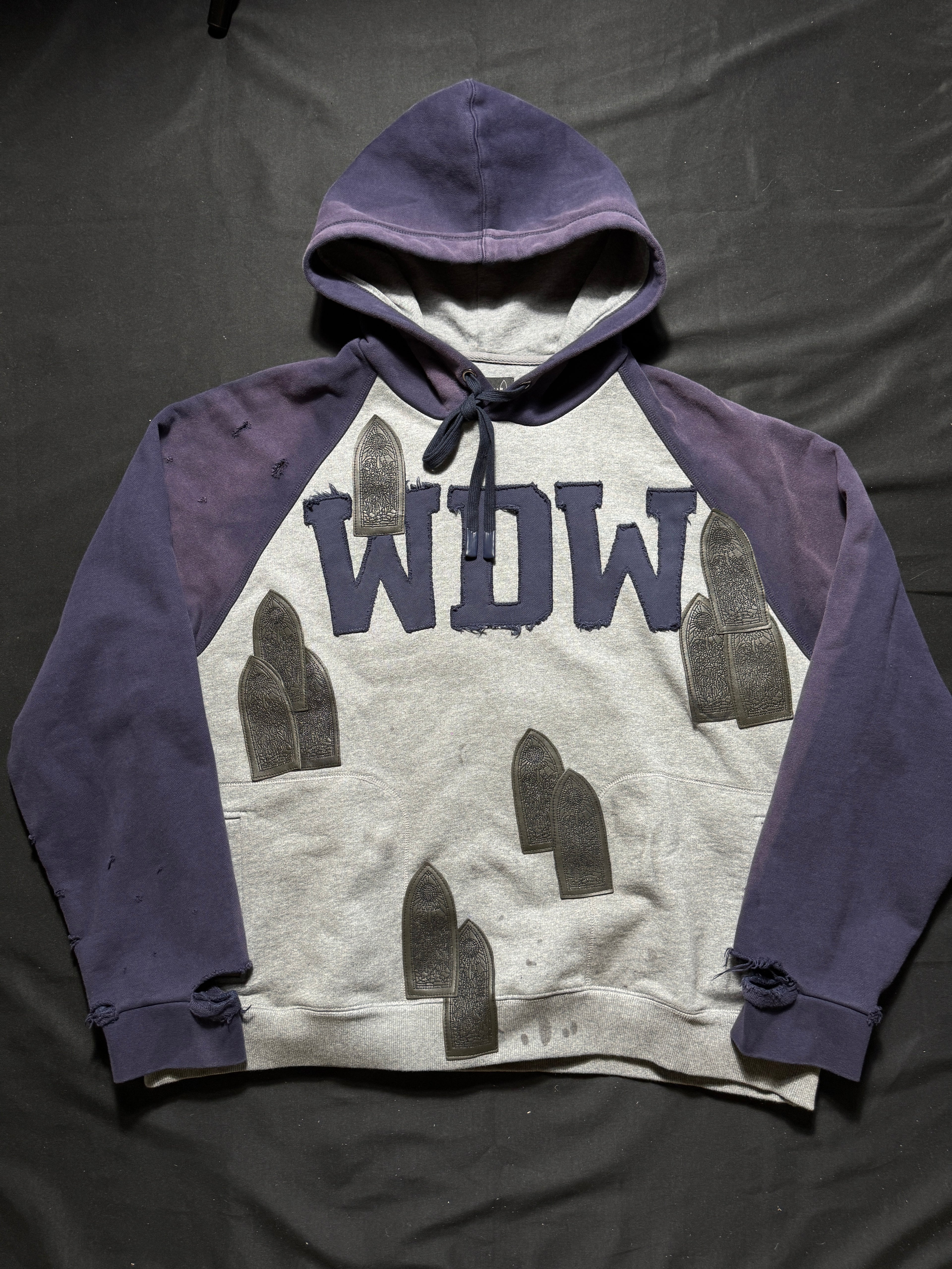 Who Decides War Faded Navy Grey Patch Hoodie