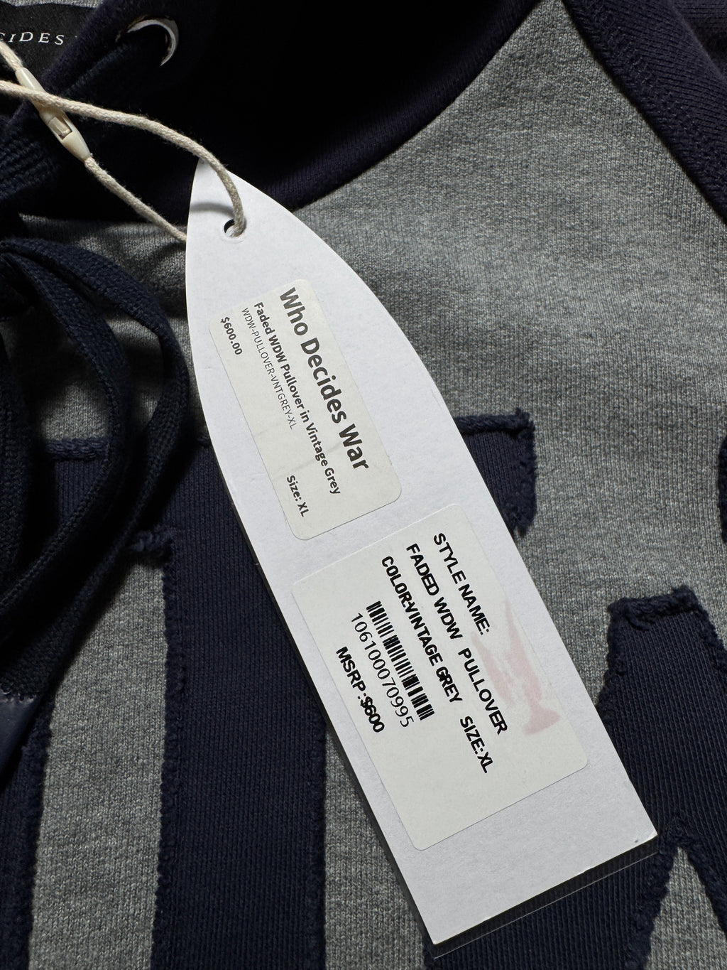 Who Decides War Faded Navy Grey Patch Hoodie