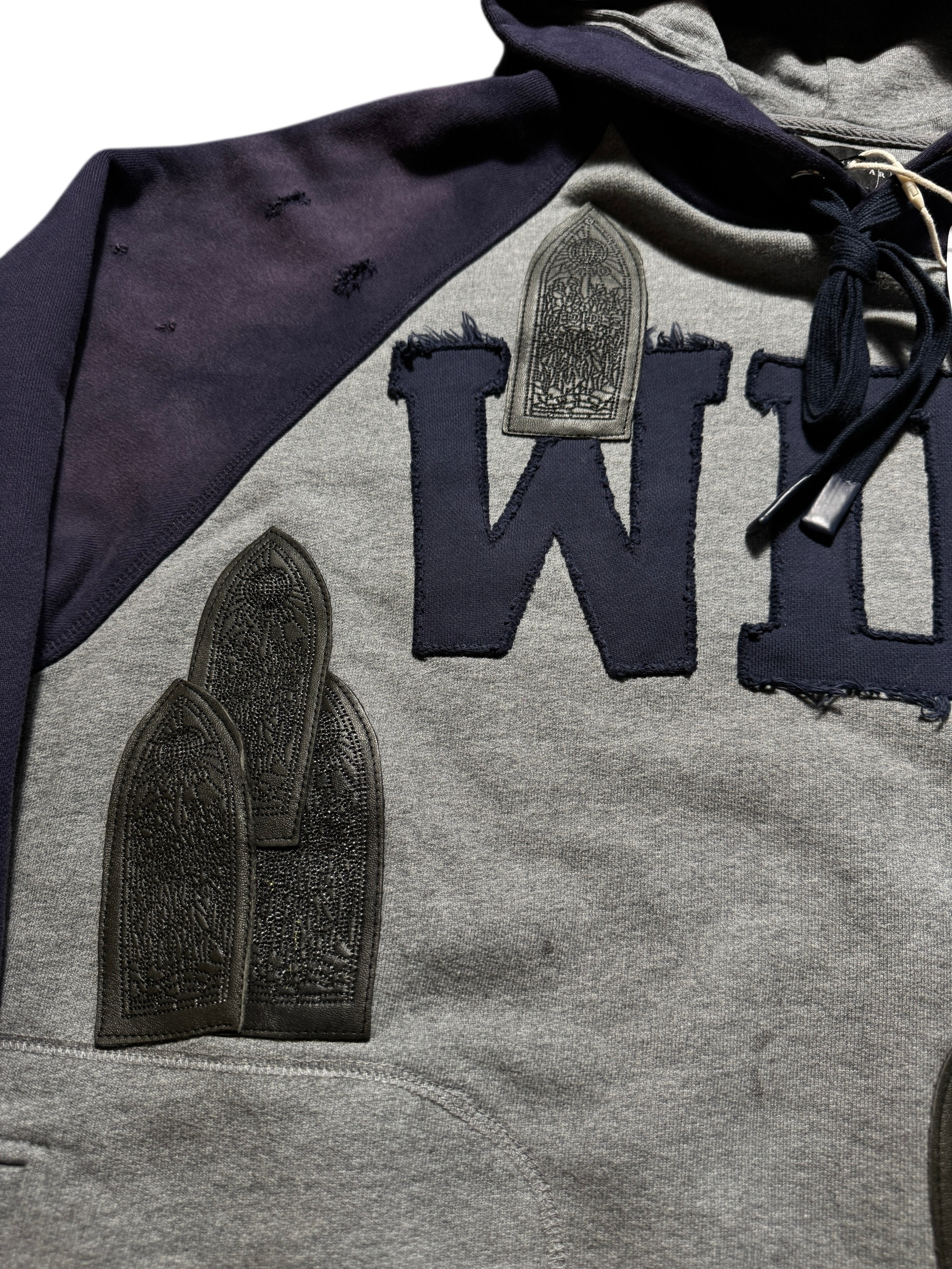 Who Decides War Faded Navy Grey Patch Hoodie