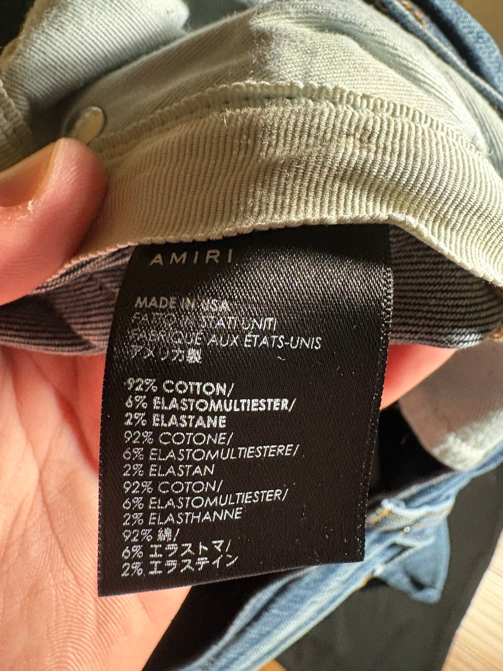 Amiri MX1 LightWash Black Patch Jeans