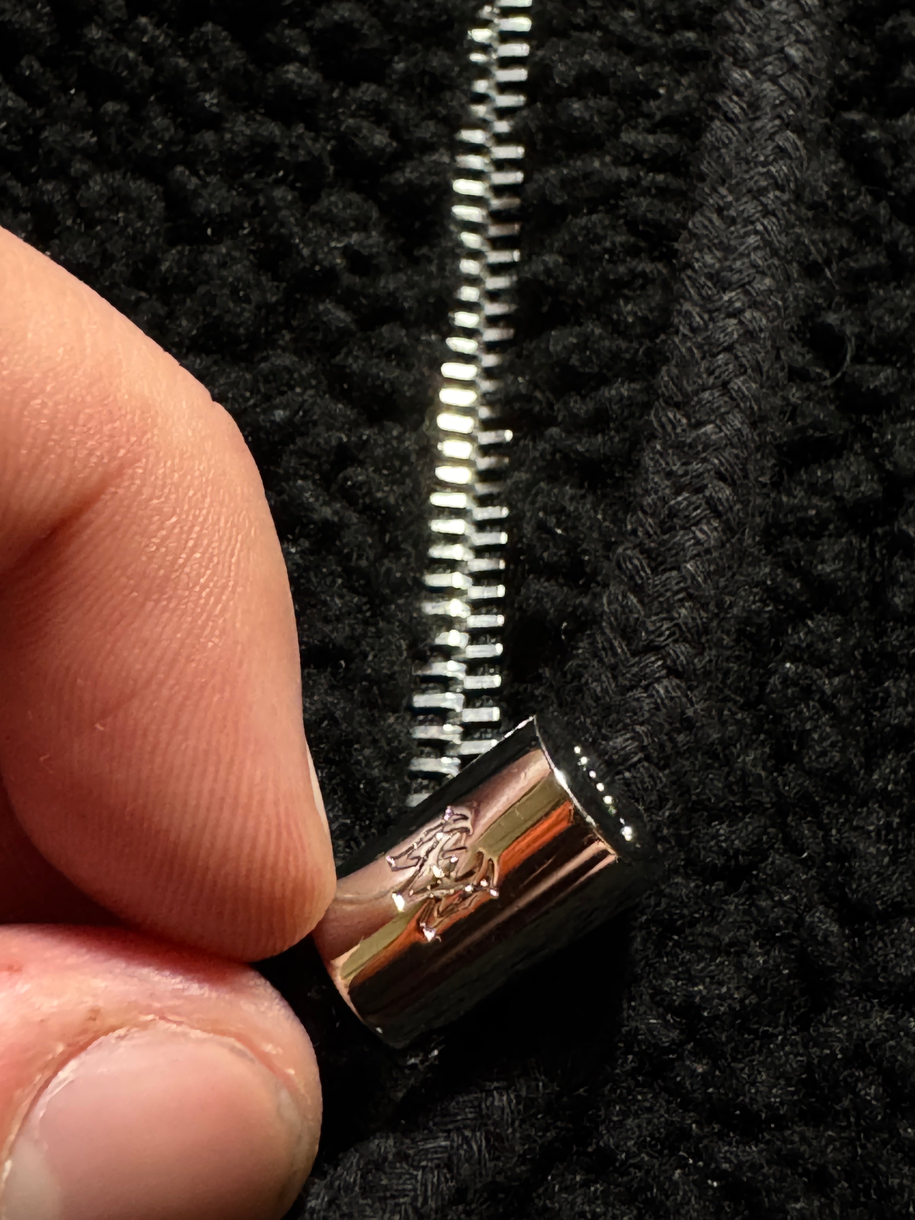 Amiri Bones Sherpa Fleece Zip Up Jacket Black