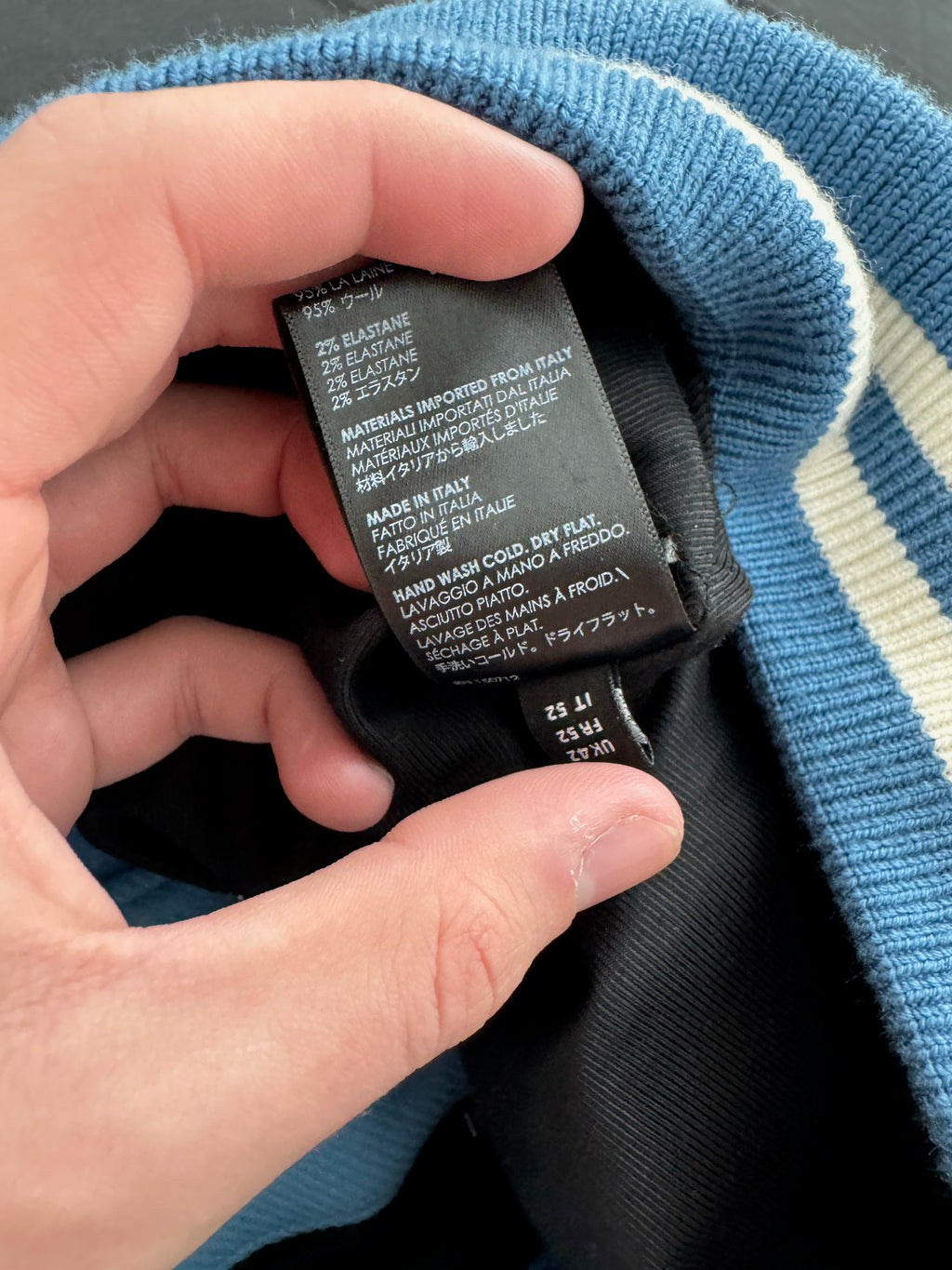 AMIRI Varsity Leather Jacket Light Blue/White - Size XL