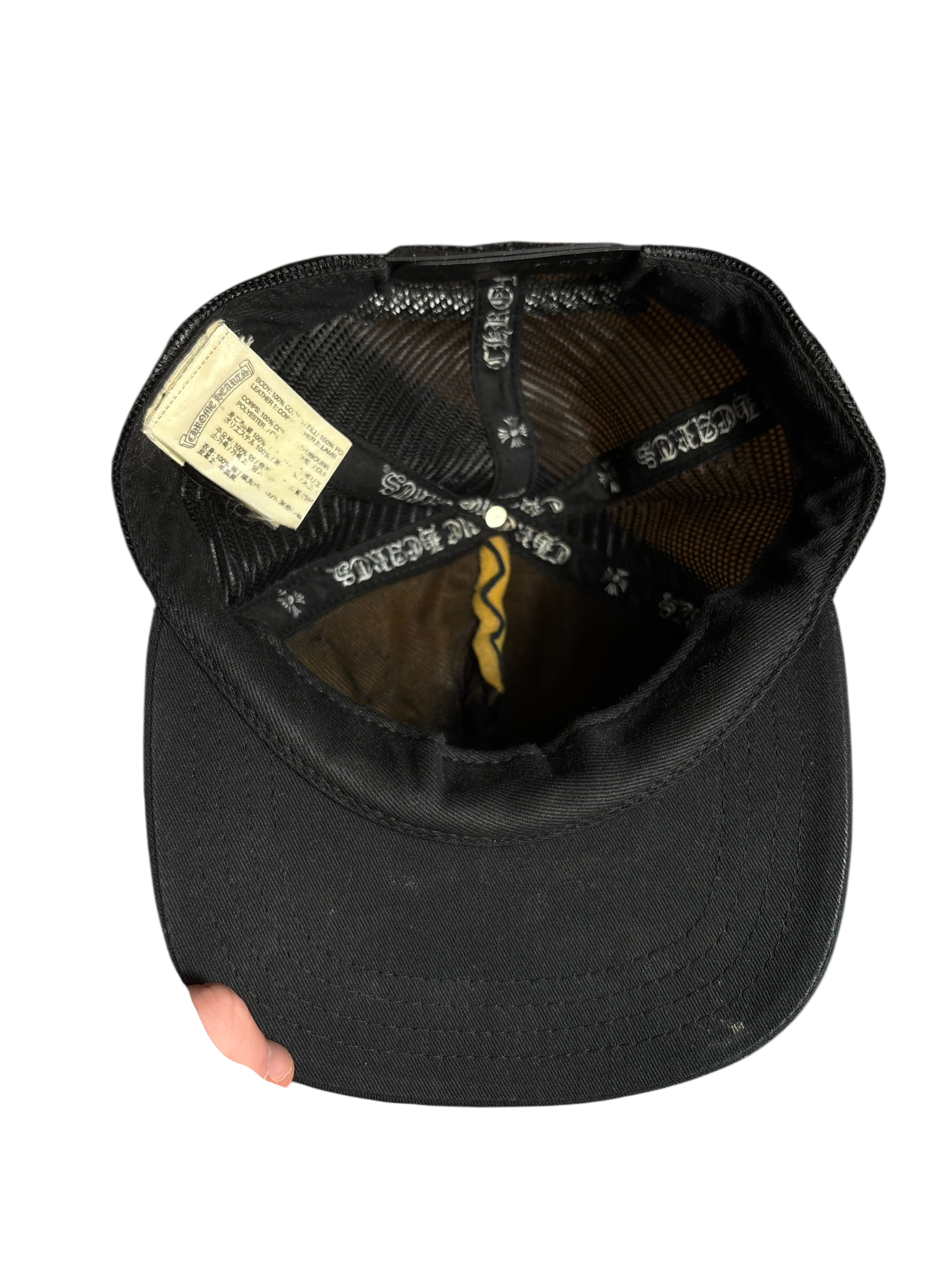 Chrome Hearts Blue Leather Chomper Trucker Hat