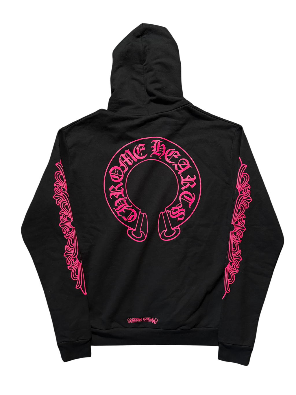 Chrome Hearts Pink Floral Horseshoe Zip Hoodie - Size Small