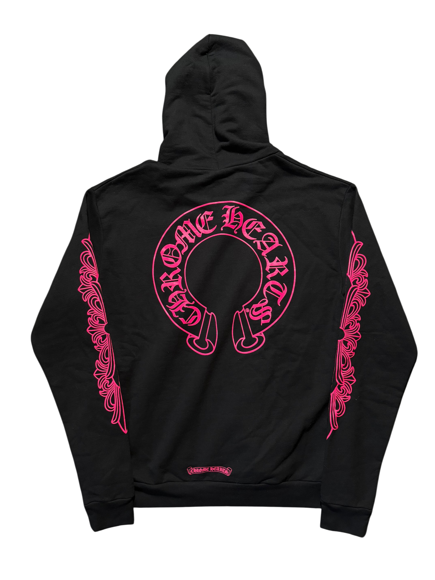 Chrome Hearts Pink Floral Horseshoe Zip Hoodie - Size Small