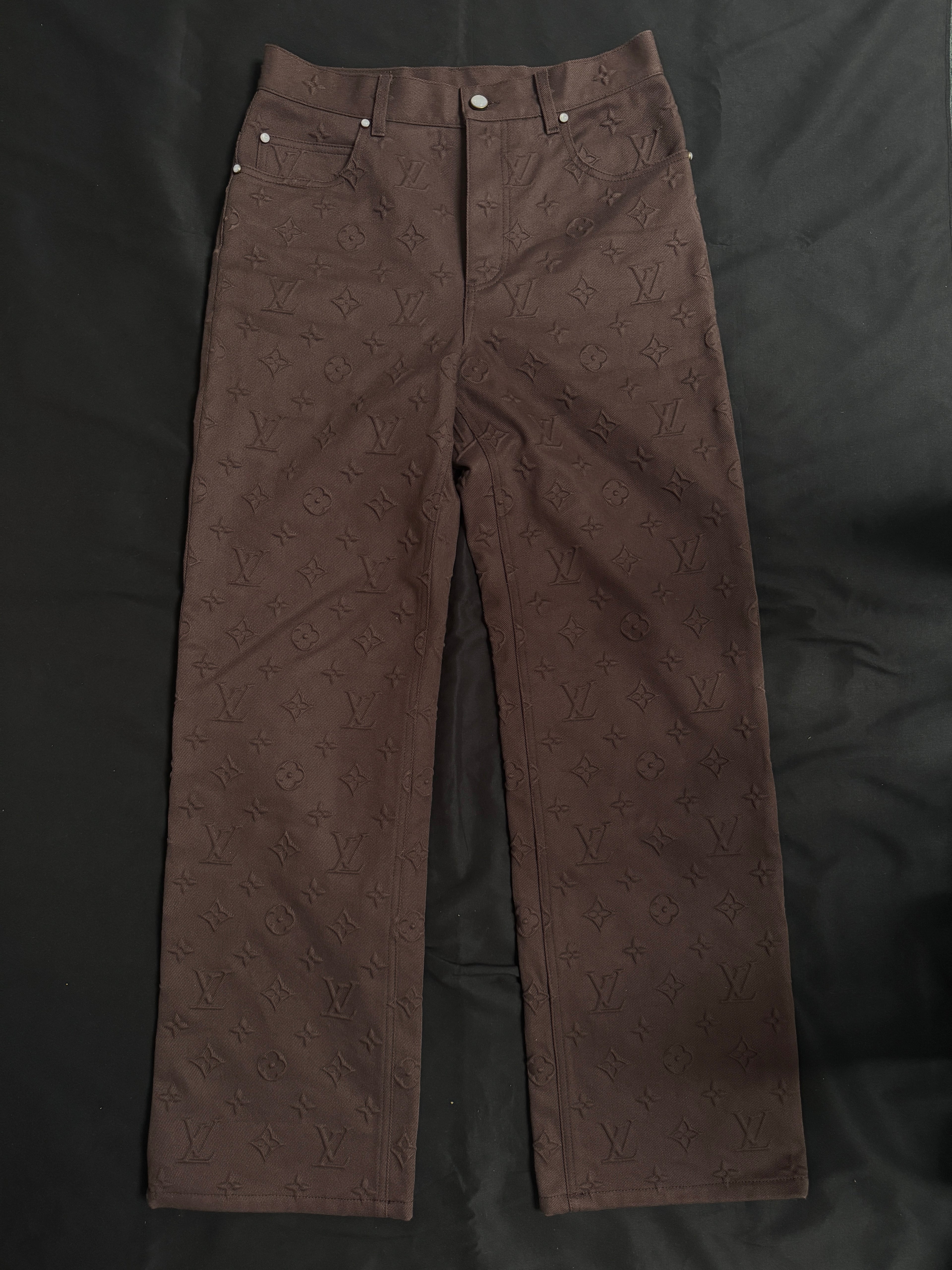 Louis Vuitton Brown Monogram Embossed Skate Jeans
