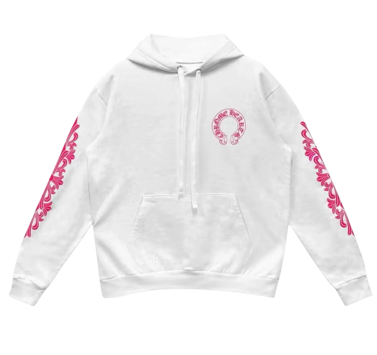 Chrome Hearts Pink/White Floral Horseshoe Pull Over Hoodie - Size XL