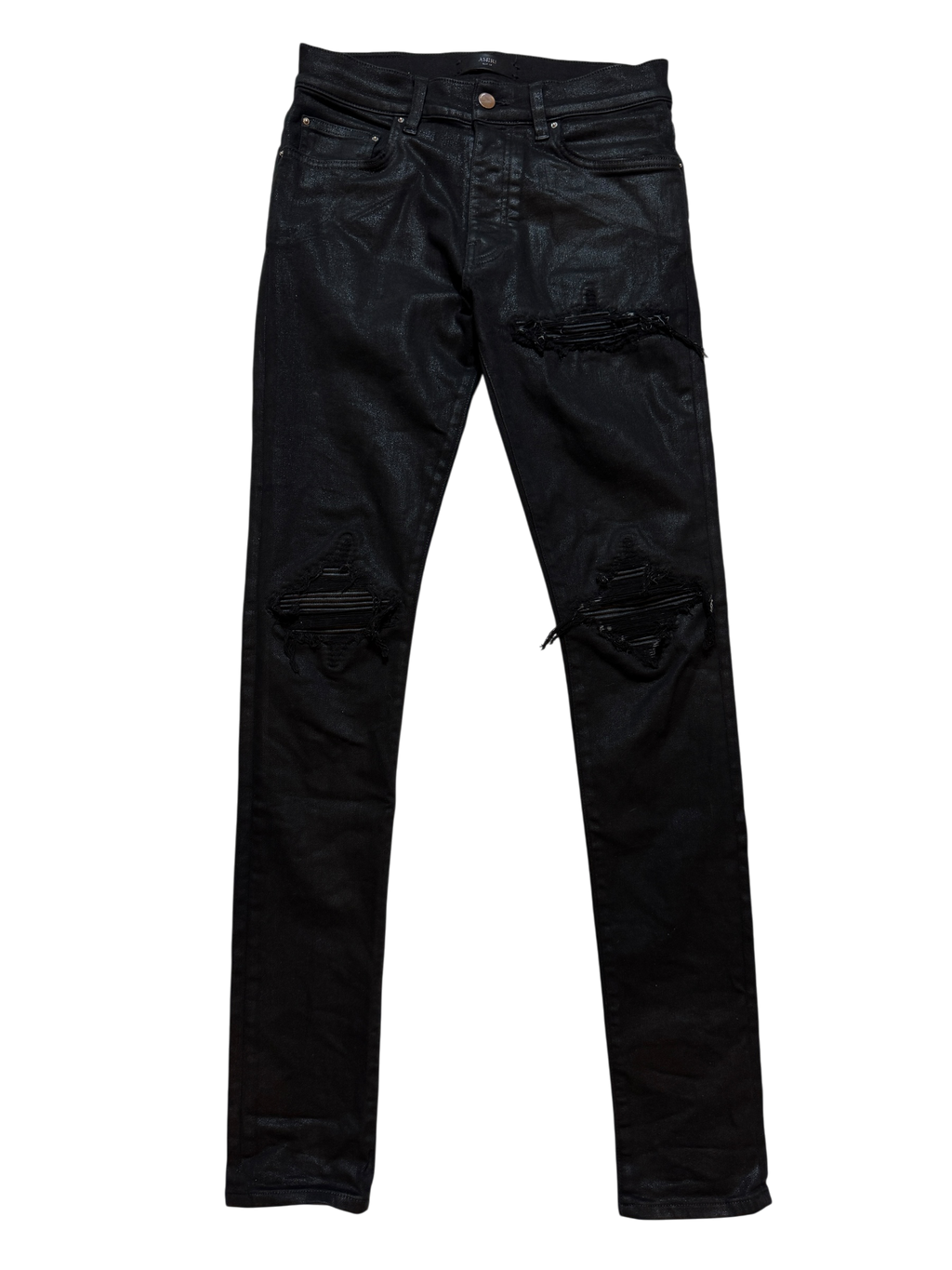Amiri MX1 Waxed Black Jeans - Size 28