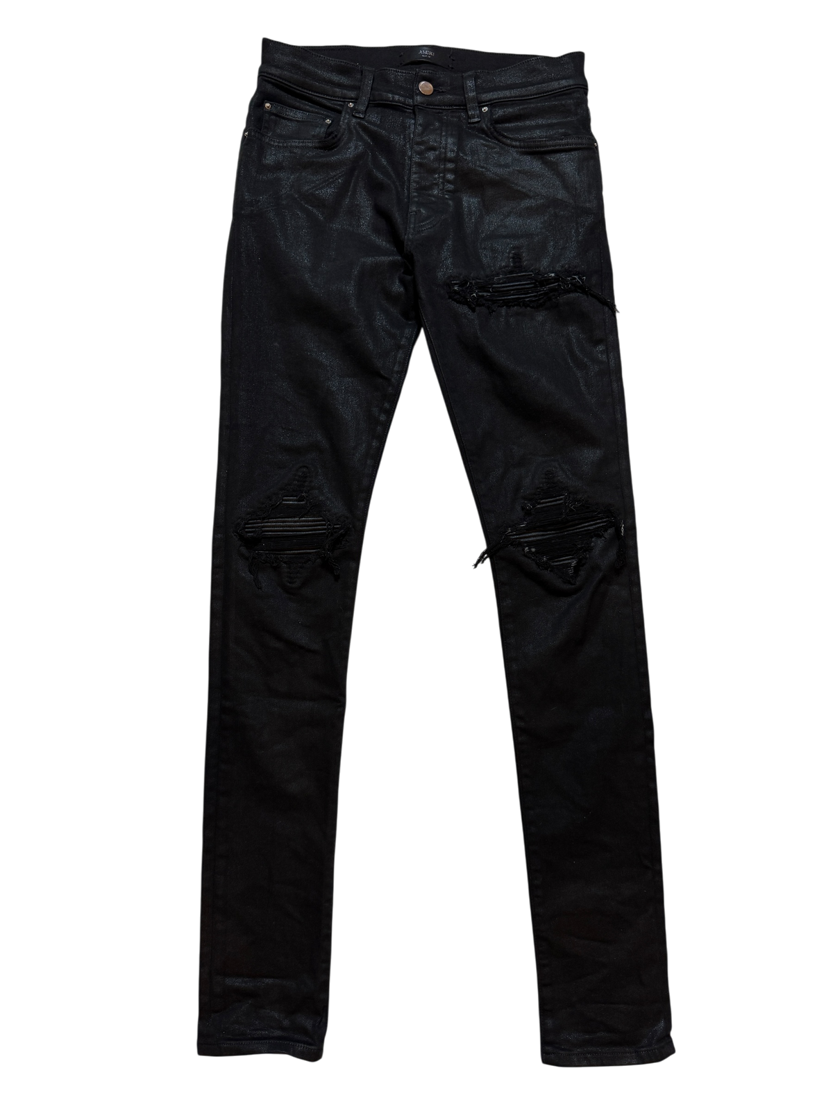 Amiri MX1 Waxed Black Jeans - Size 28
