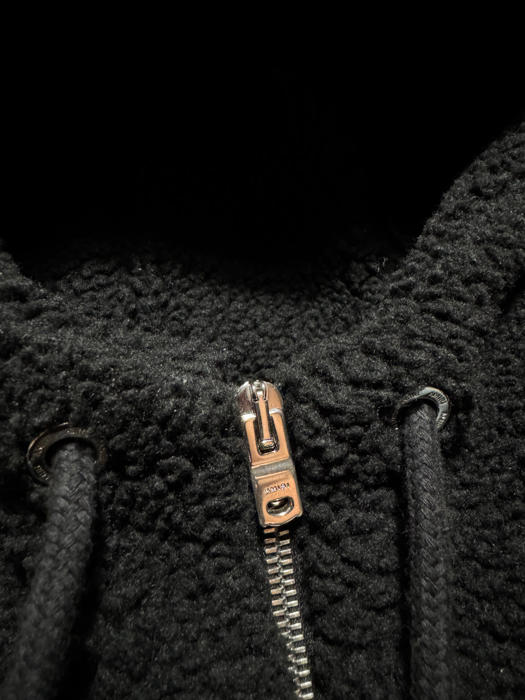 Amiri Bones Sherpa Fleece Zip Up Jacket Black