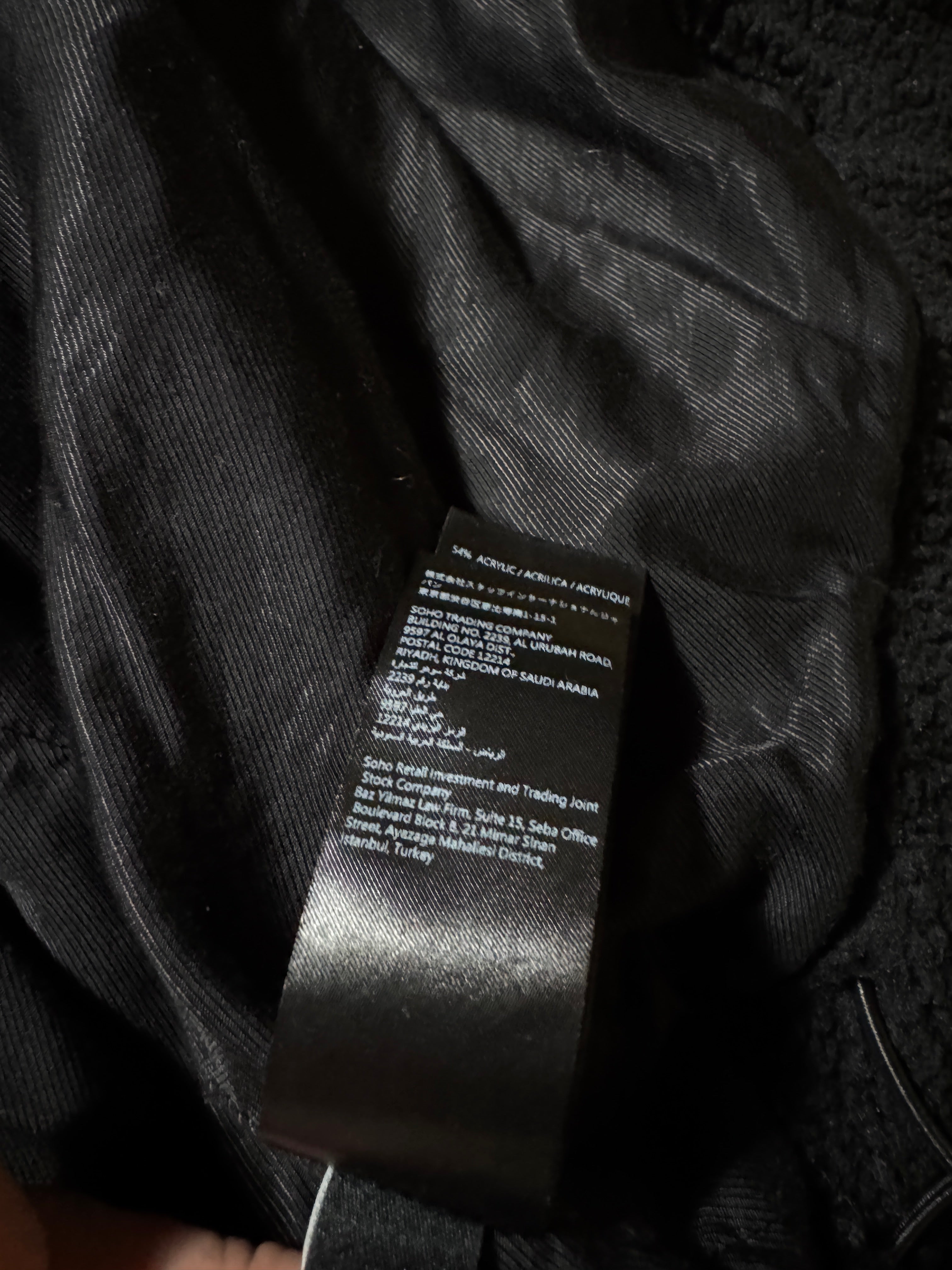 Amiri Bones Sherpa Fleece Zip Up Jacket Black