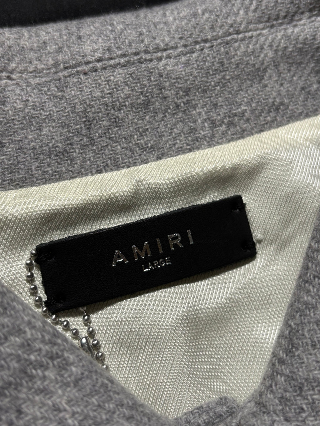 Amiri Gray/Beige Bones Varsity Jacket - Large