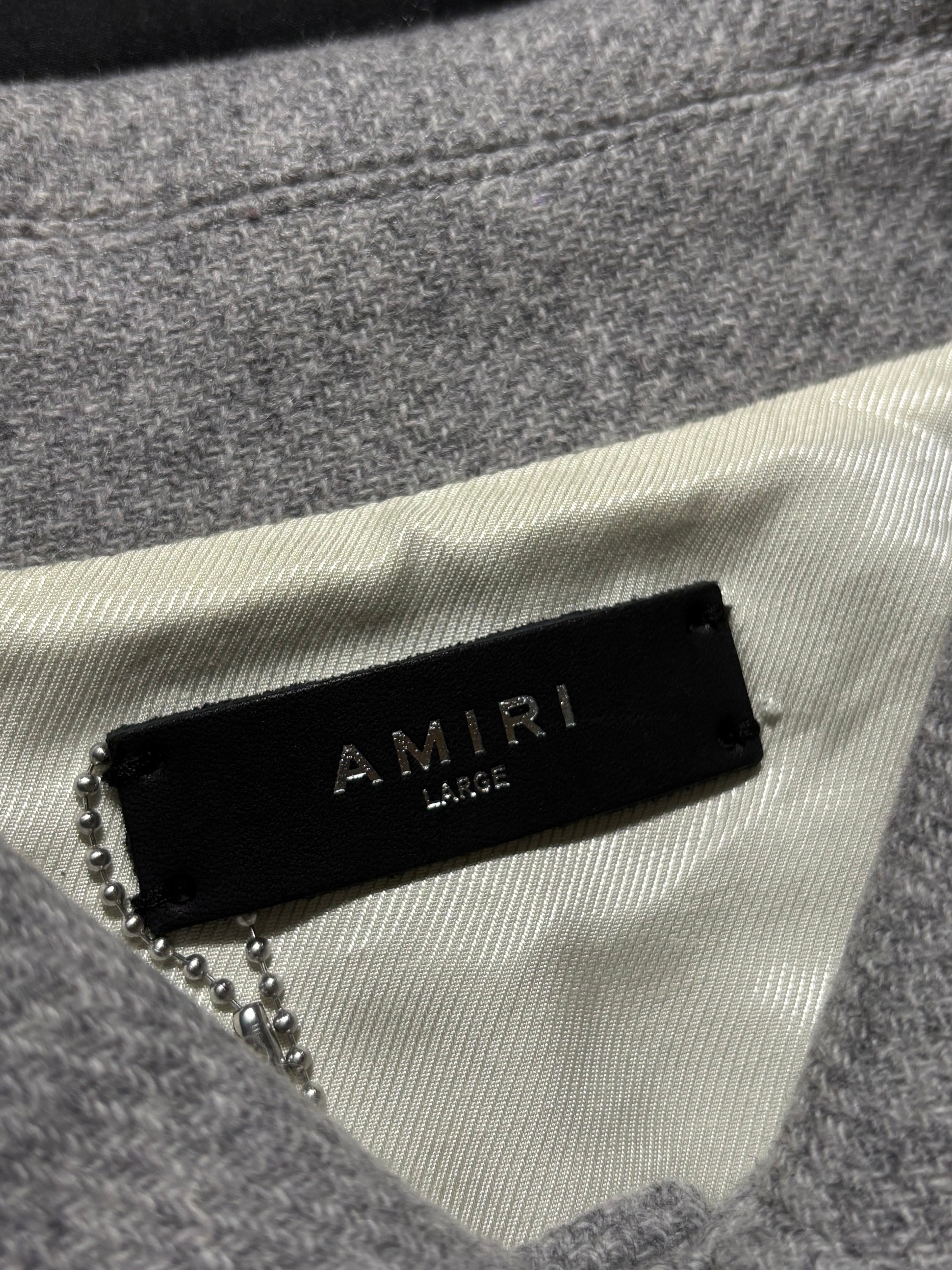 Amiri Gray/Beige Bones Varsity Jacket - Large