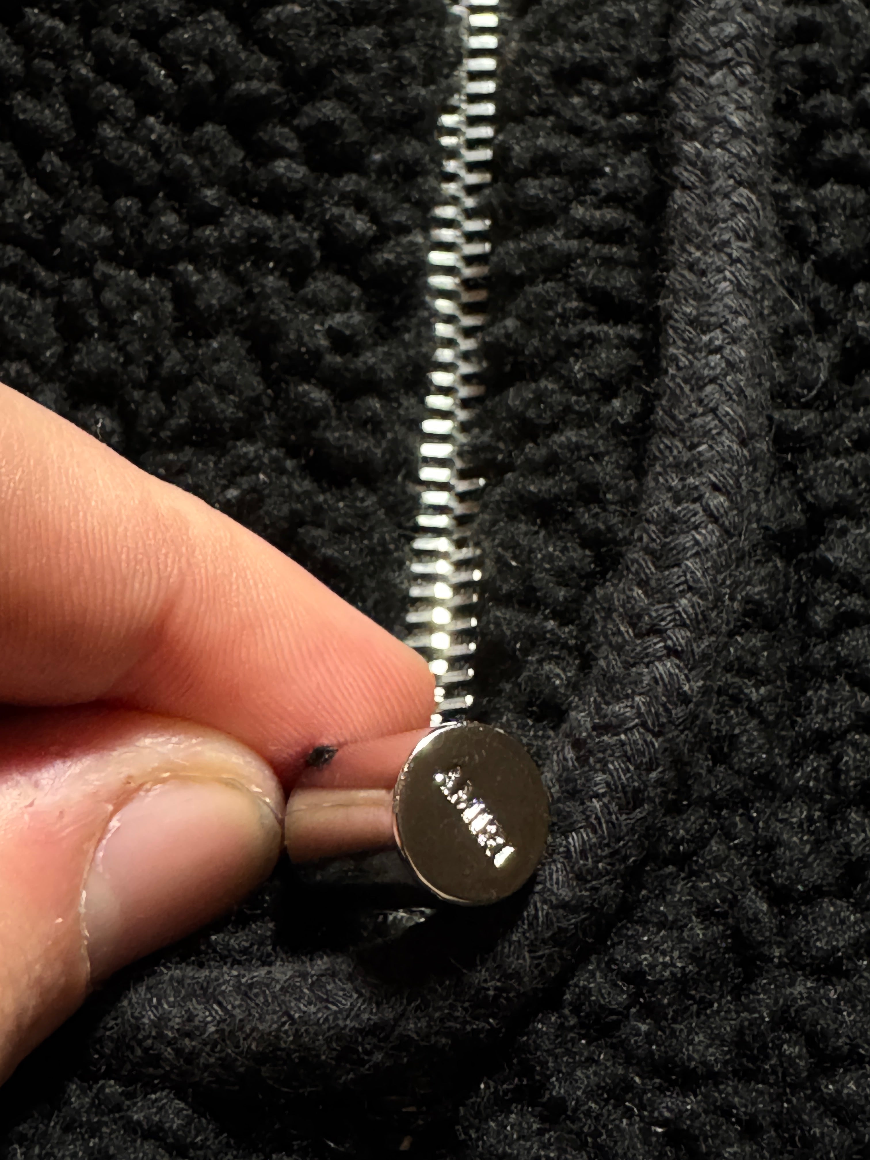 Amiri Bones Sherpa Fleece Zip Up Jacket Black