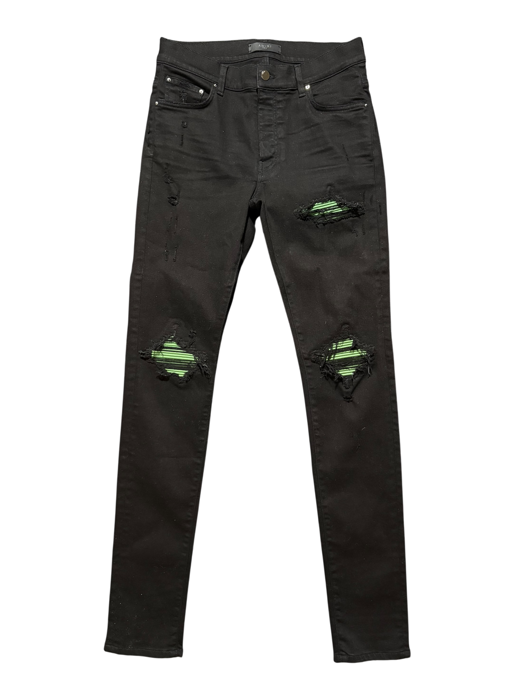 Amiri MX1 Black Green Patch Jeans - Size 31
