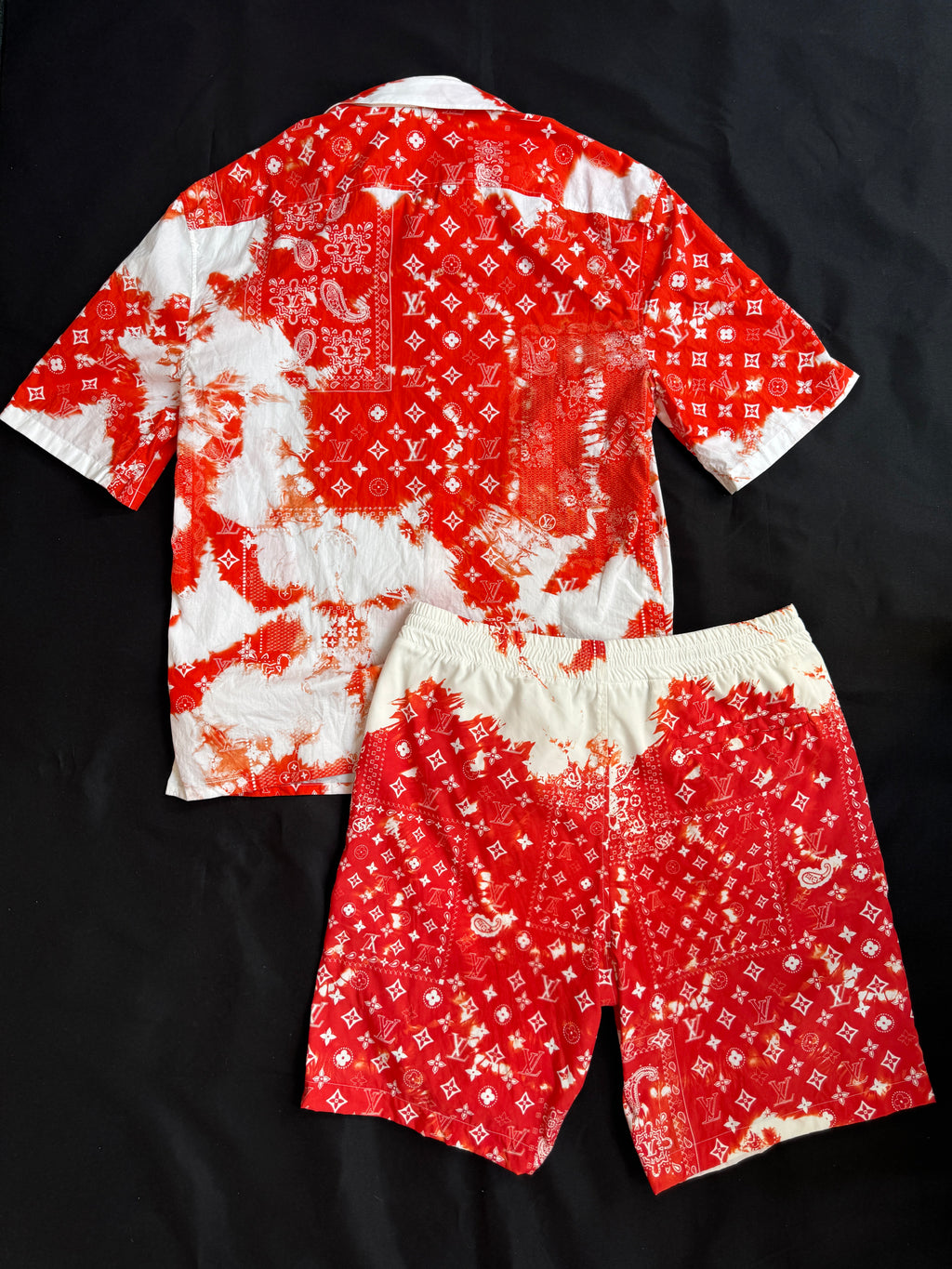 Louis Vuitton Orange Bandana Bleached Set - Size M