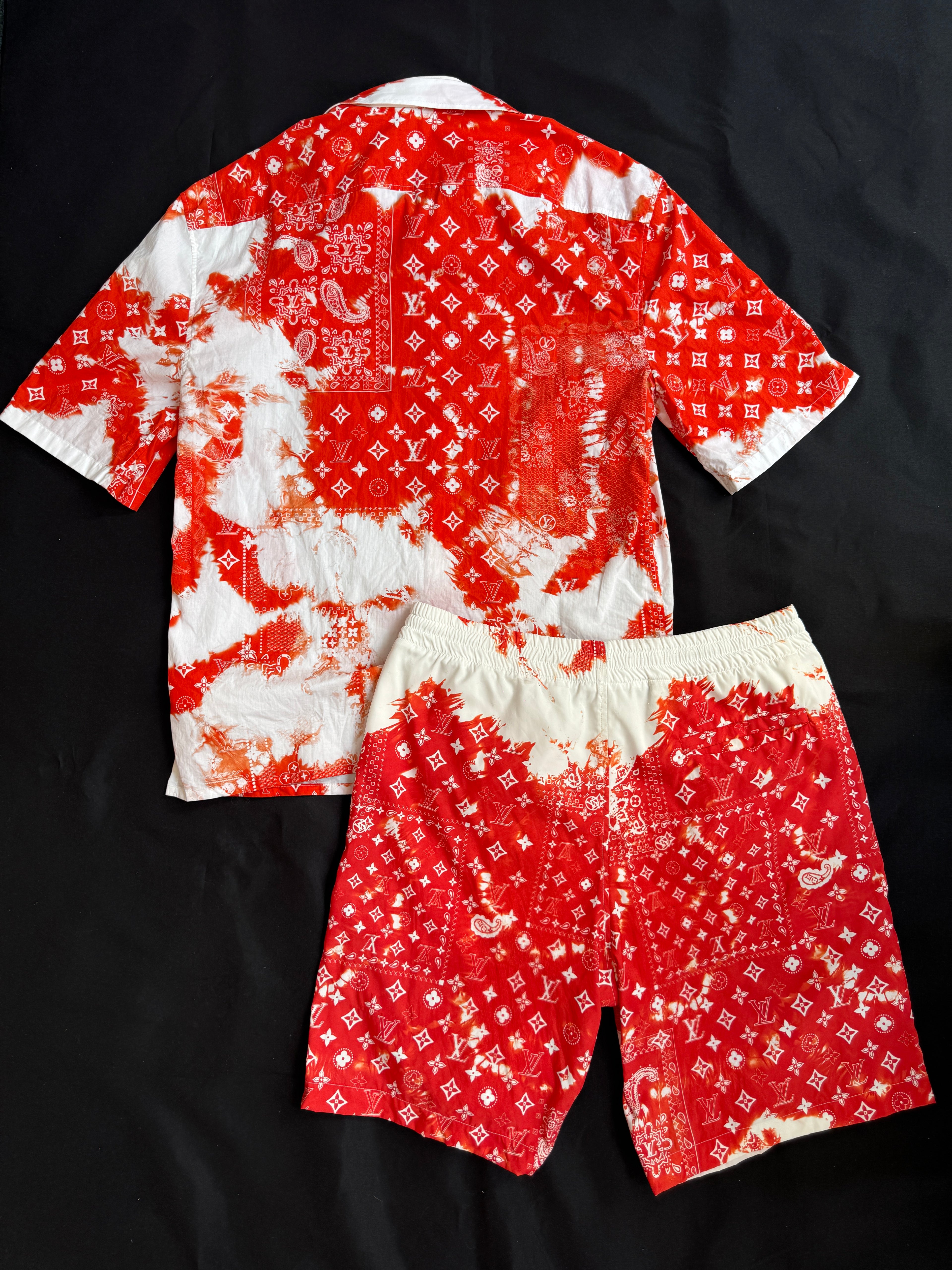 Louis Vuitton Orange Bandana Bleached Set - Size M