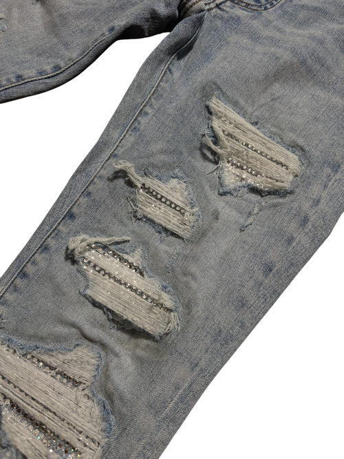 Amiri MX1 Light Wash Thrasher Crystal Patch