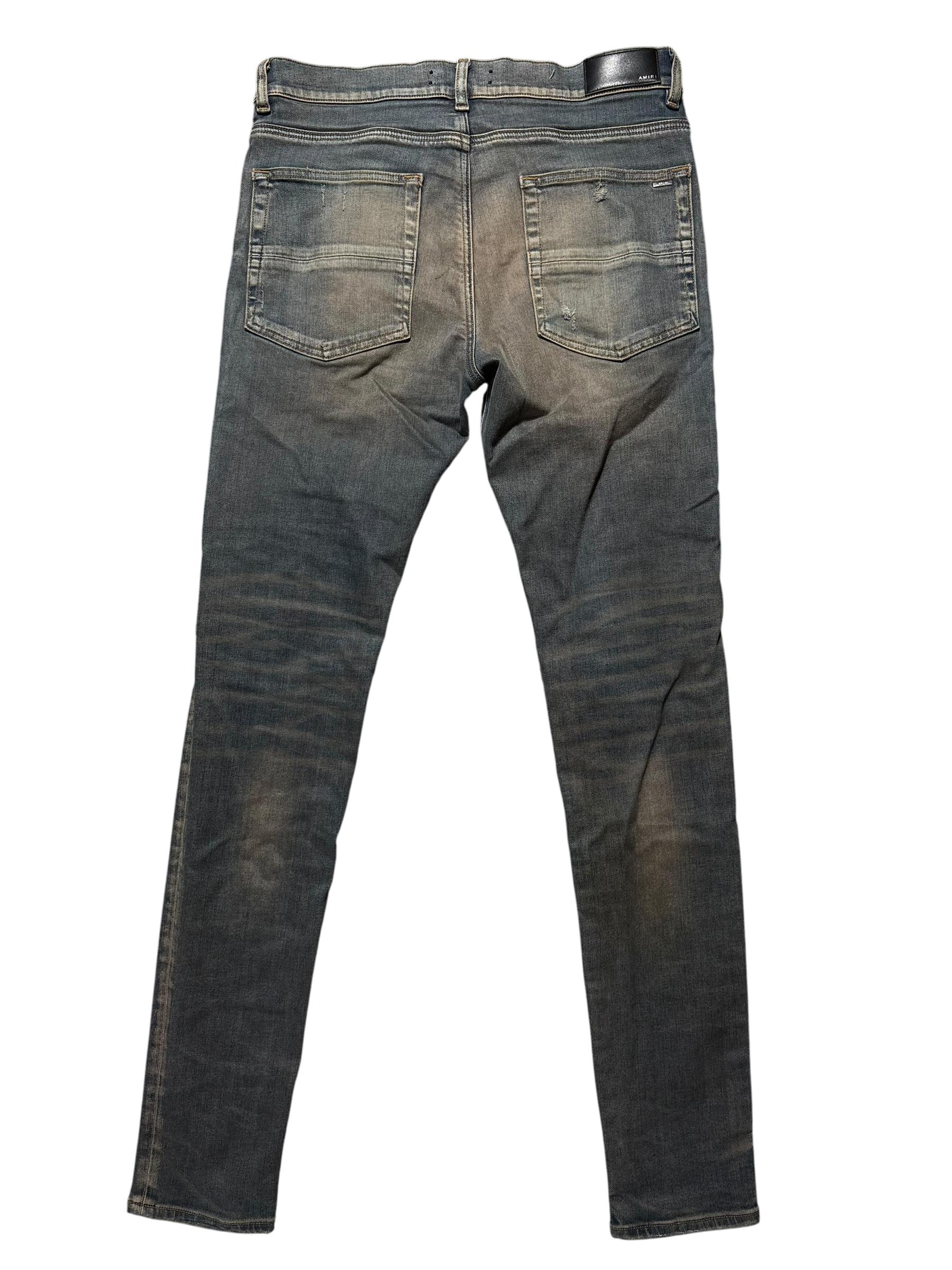 Amiri MX1 Plaid Patch Vintage Indigo Wash Jeans - Size 34