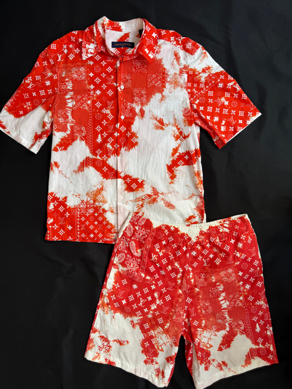 Louis Vuitton Orange Bandana Bleached Set - Size M