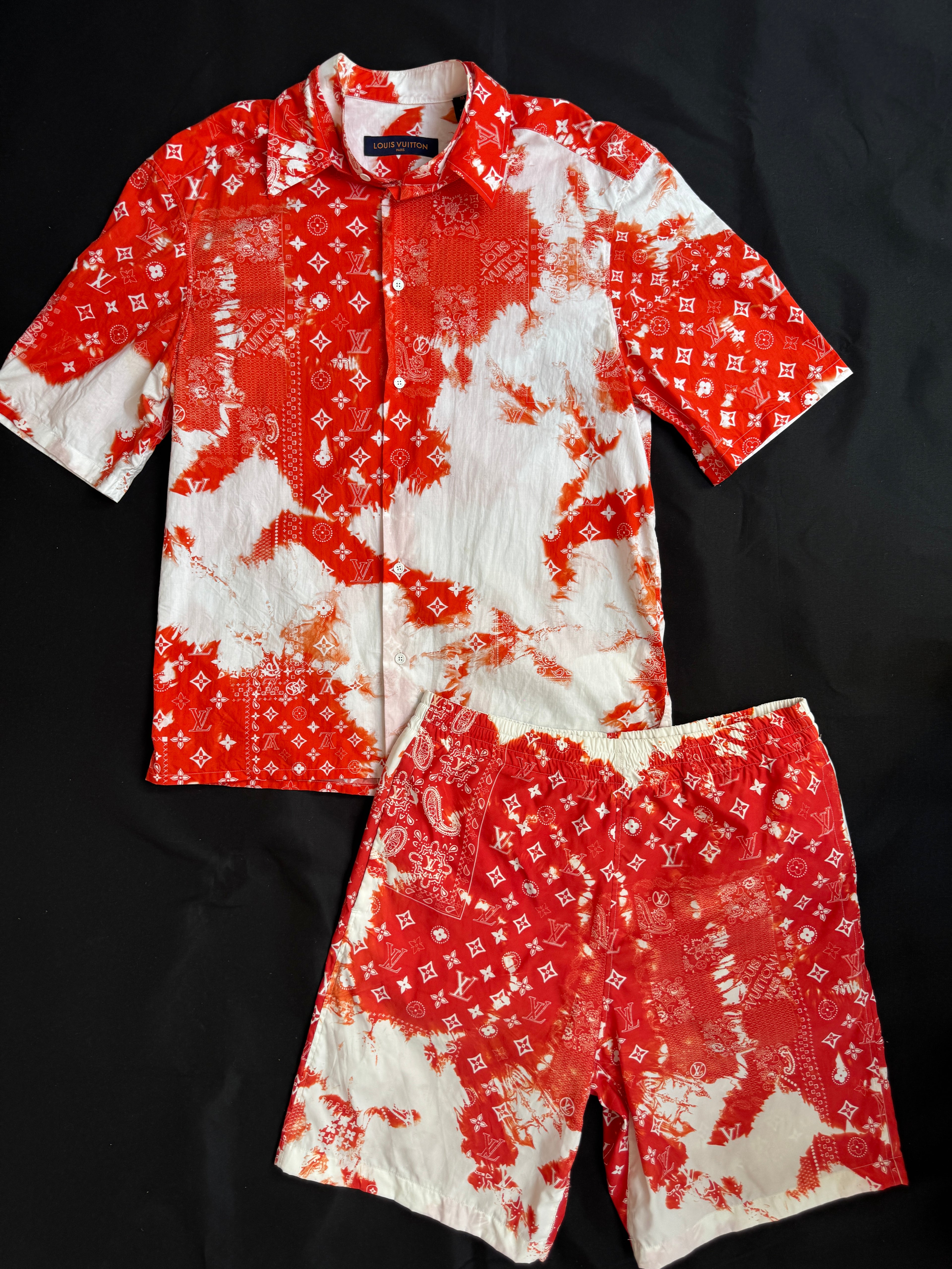 Louis Vuitton Orange Bandana Bleached Set - Size M