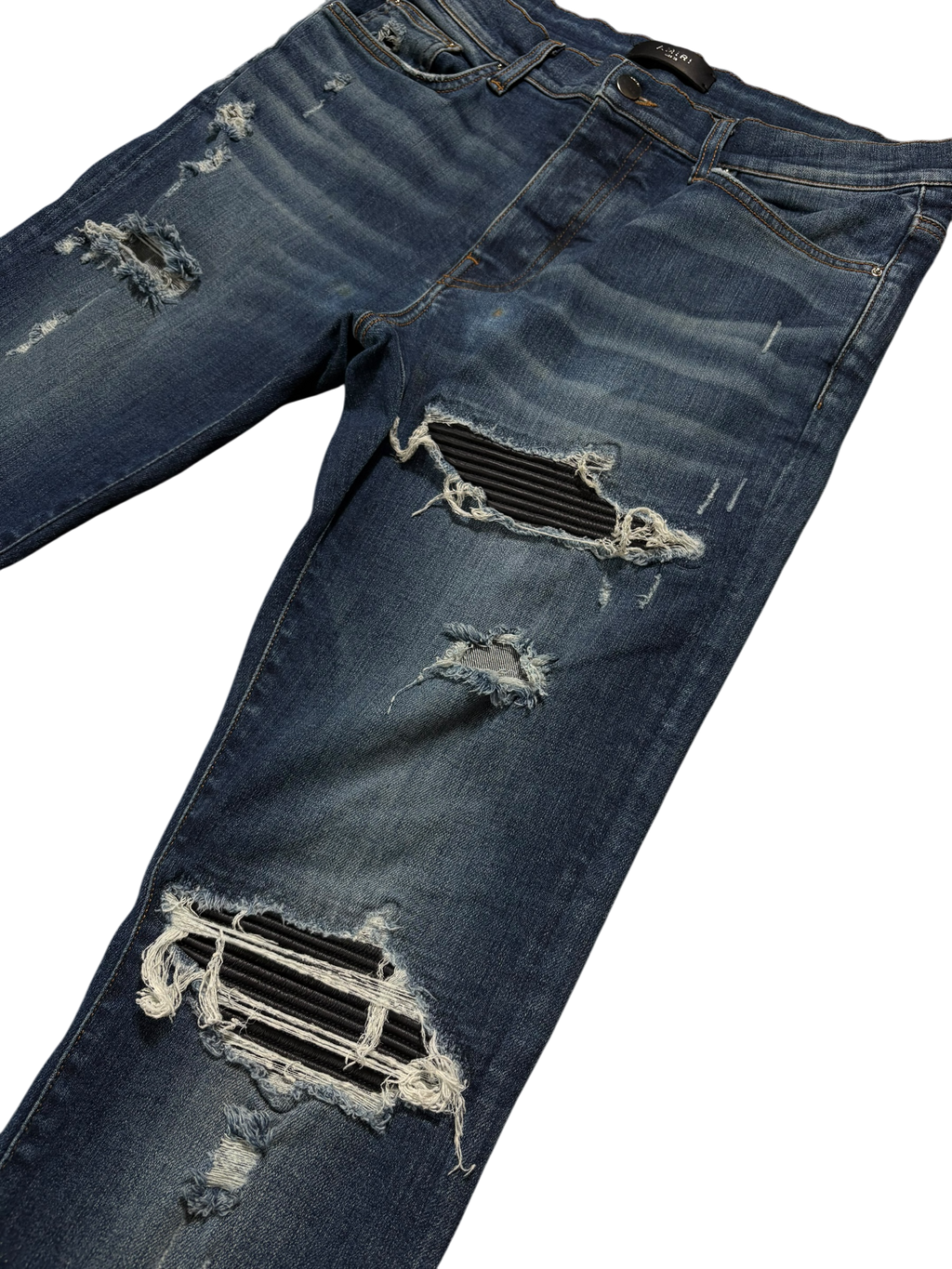 Amiri MX1 Dark Wash Black Patch Jeans - Size 33
