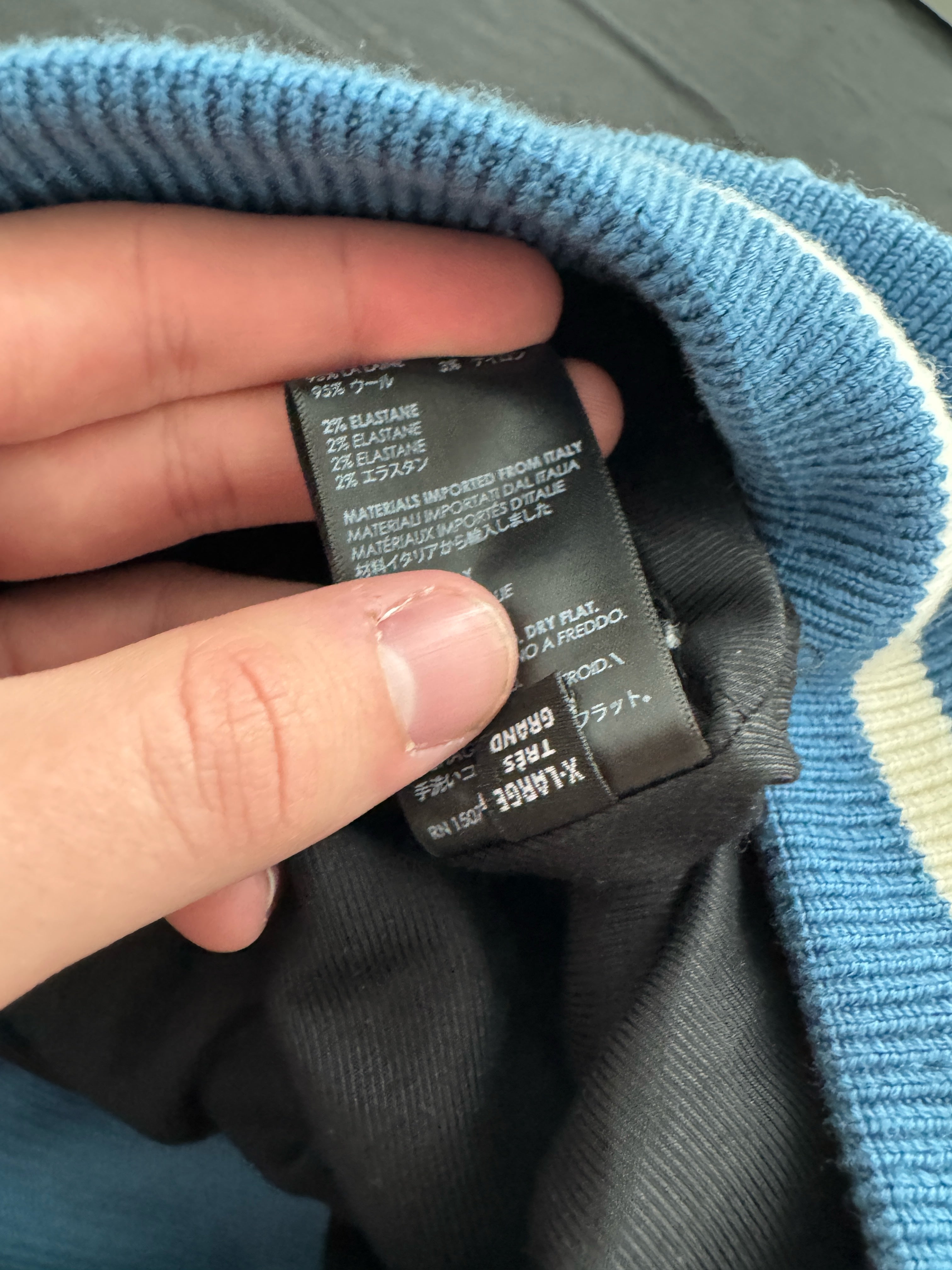 AMIRI Varsity Leather Jacket Light Blue/White - Size XL