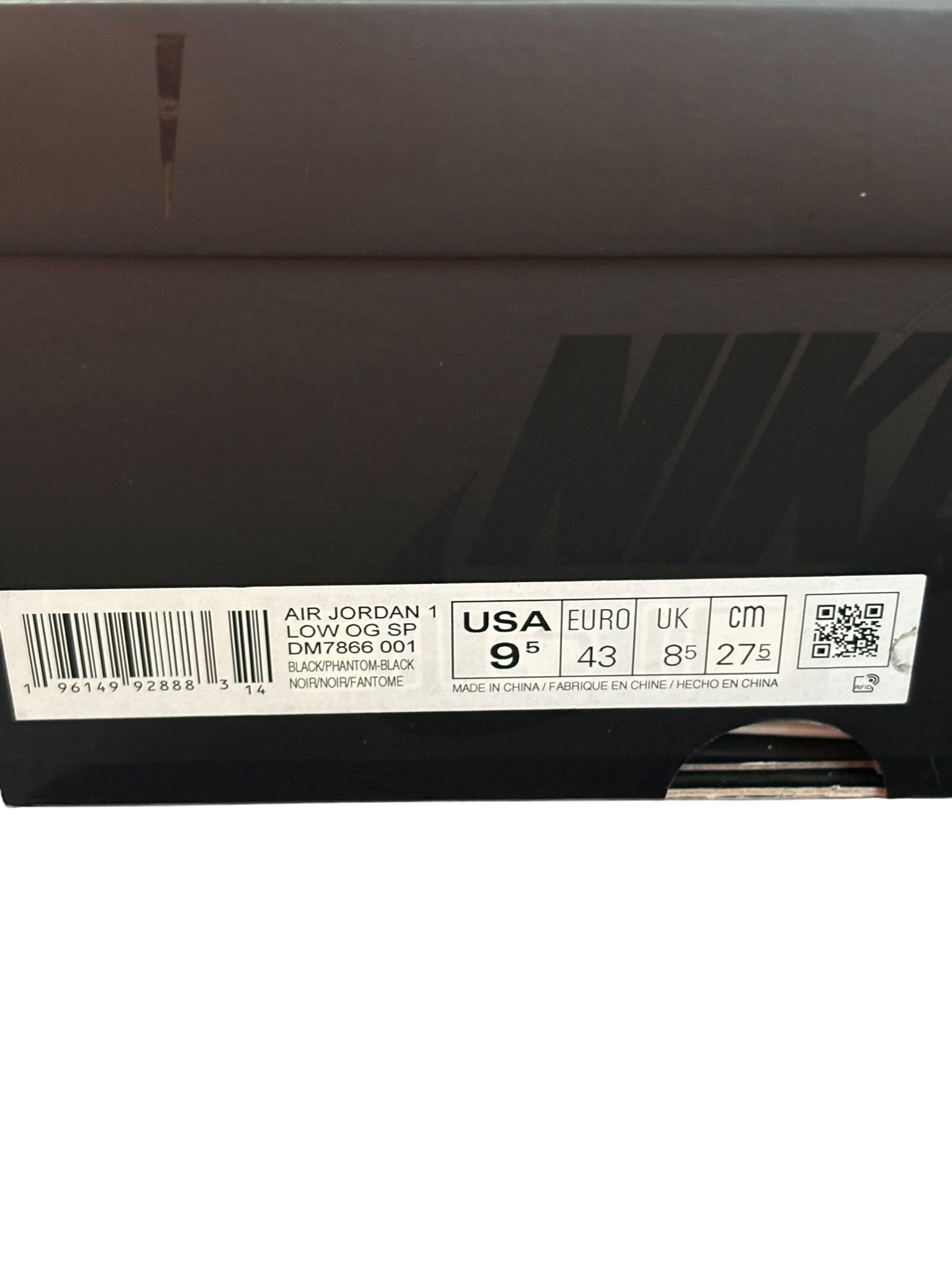 Jordan 1 Retro Low OG SP Travis Scott Black Phantom - Size 9.5