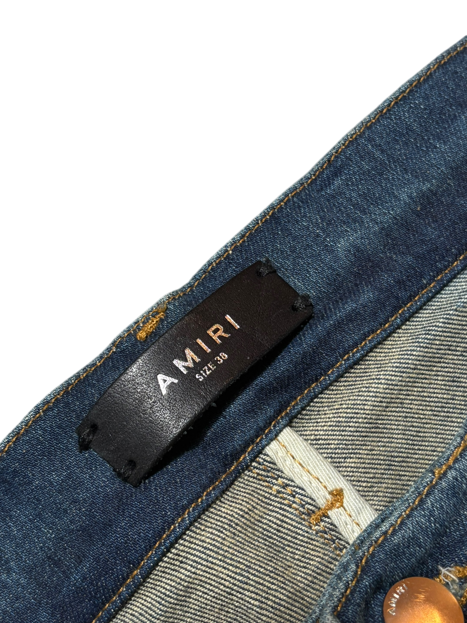 Amiri MX1 Blue Patch Black Jeans - Size 38