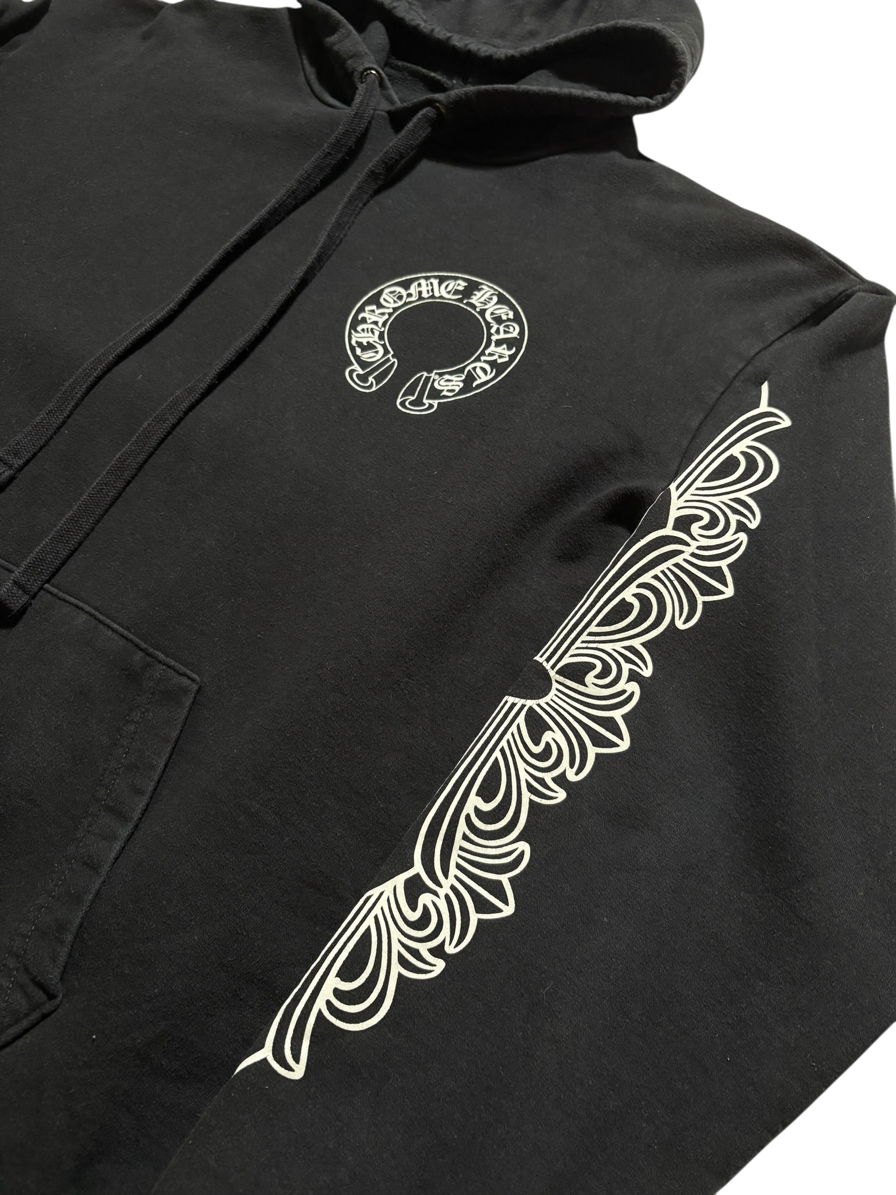 Chrome Hearts Floral Sleeve Horseshoe Pullover Hoodie - Large