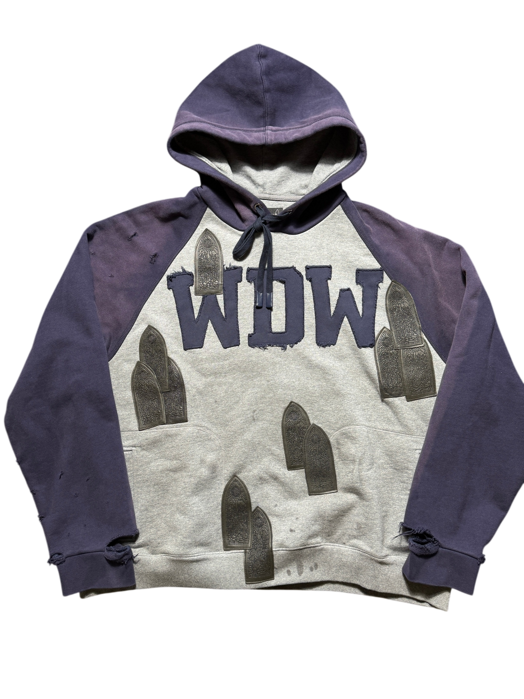 Who Decides War Faded Navy Grey Patch Hoodie