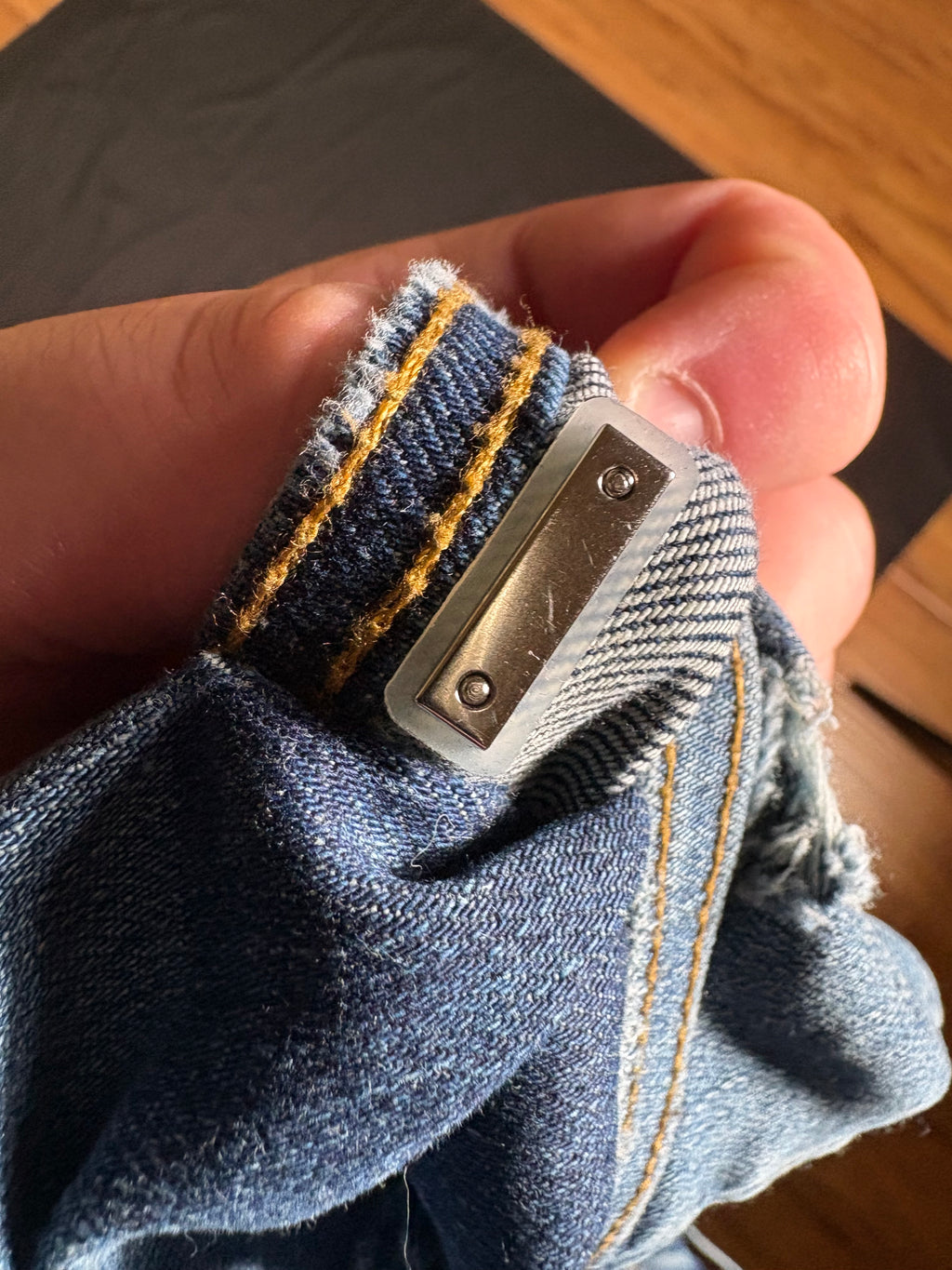 Amiri MX1 LightWash Black Patch Jeans