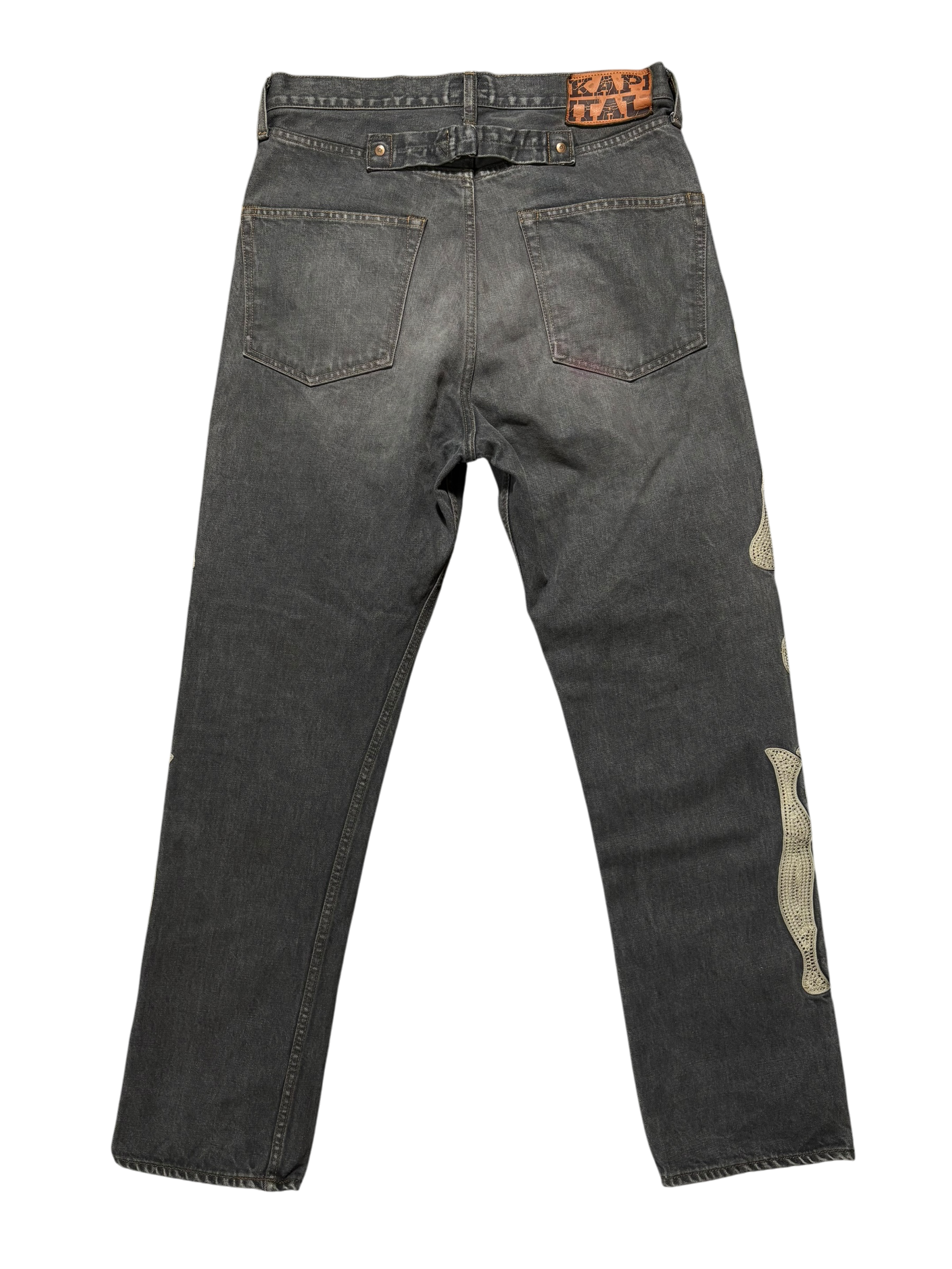 Kapital Bones Black Denim Jeans - Size 32