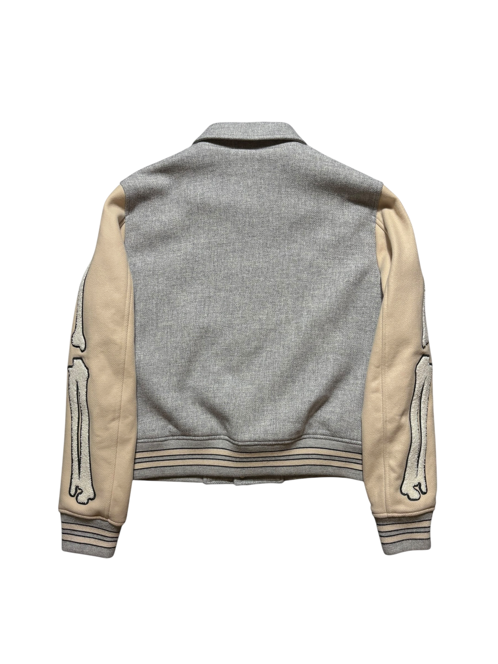 Amiri Gray/Beige Bones Varsity Jacket - Large