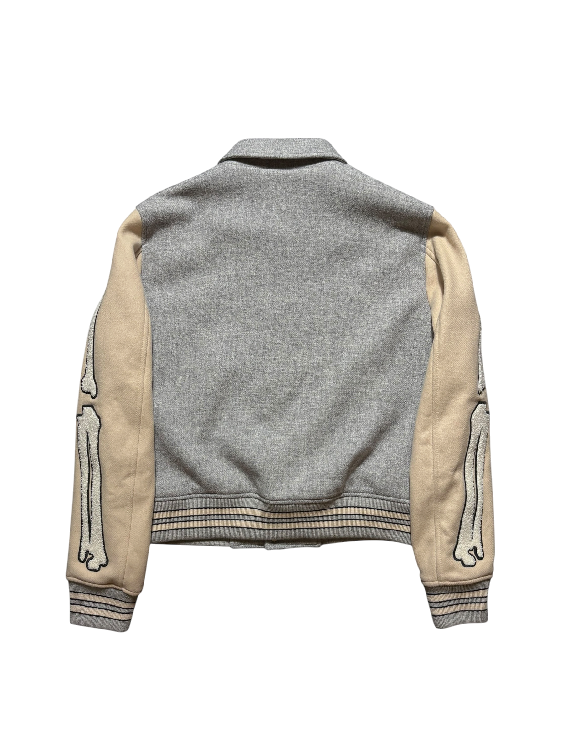 Amiri Gray/Beige Bones Varsity Jacket - Large