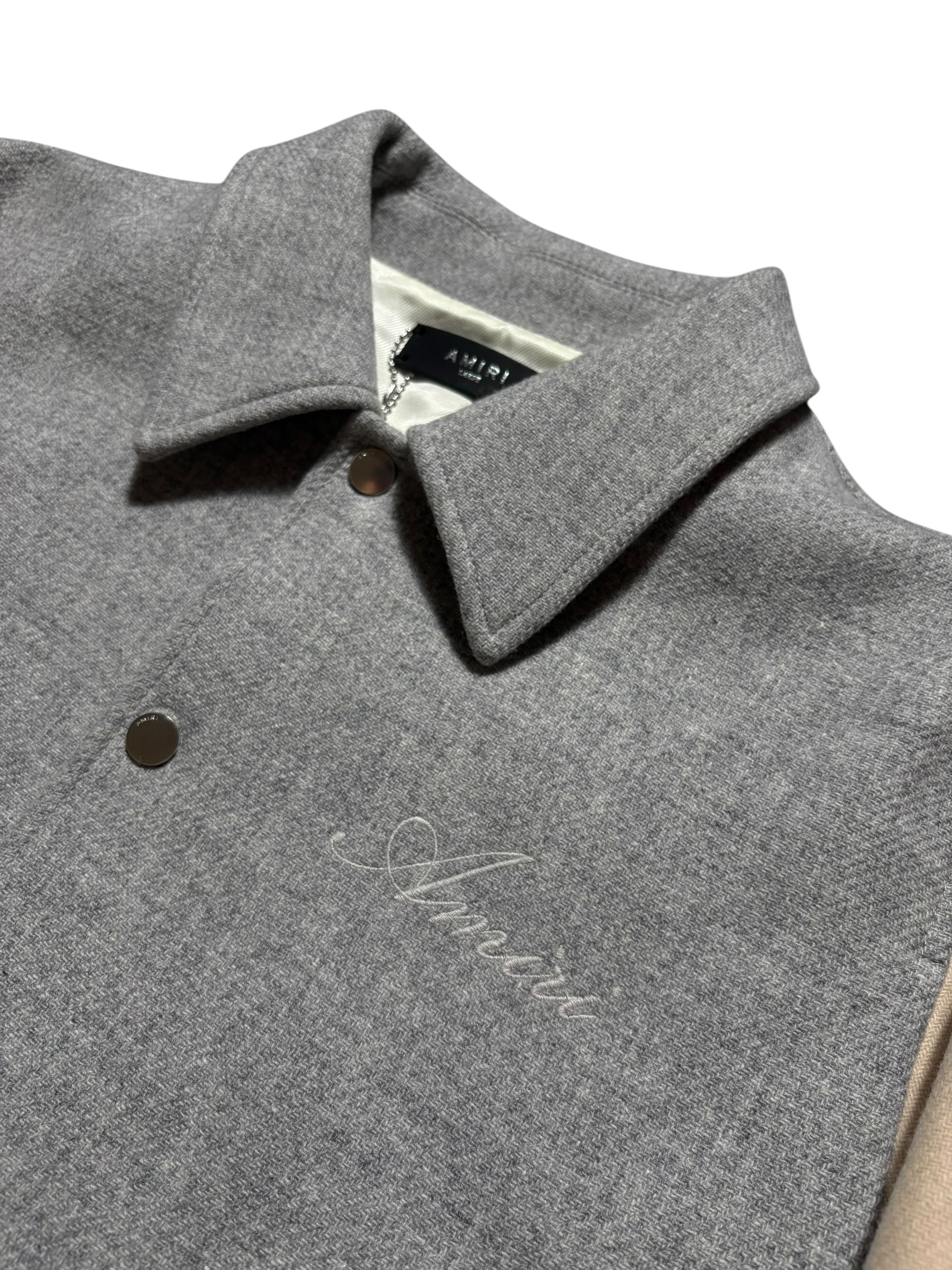 Amiri Gray/Beige Bones Varsity Jacket - Large