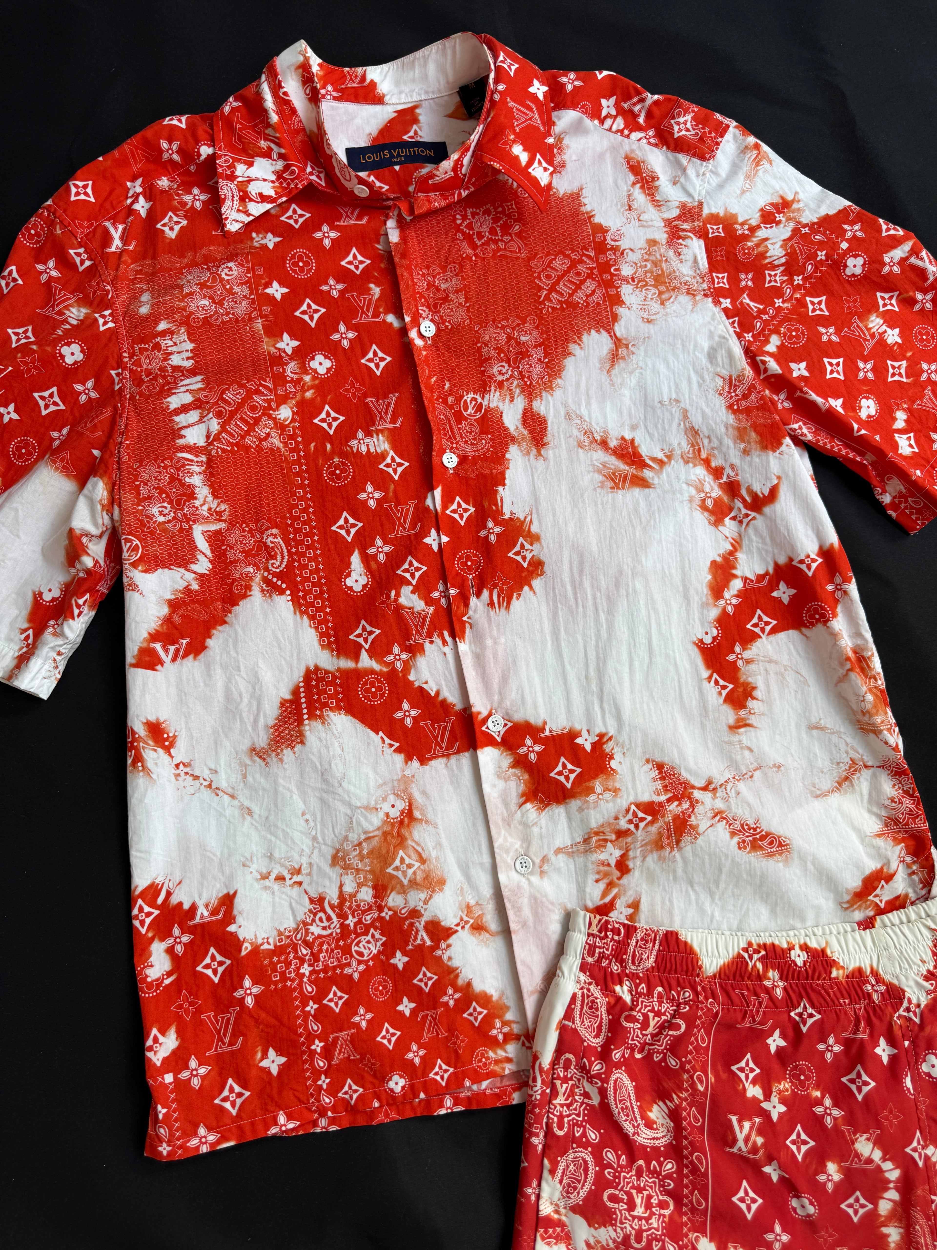 Louis Vuitton Orange Bandana Bleached Set - Size M