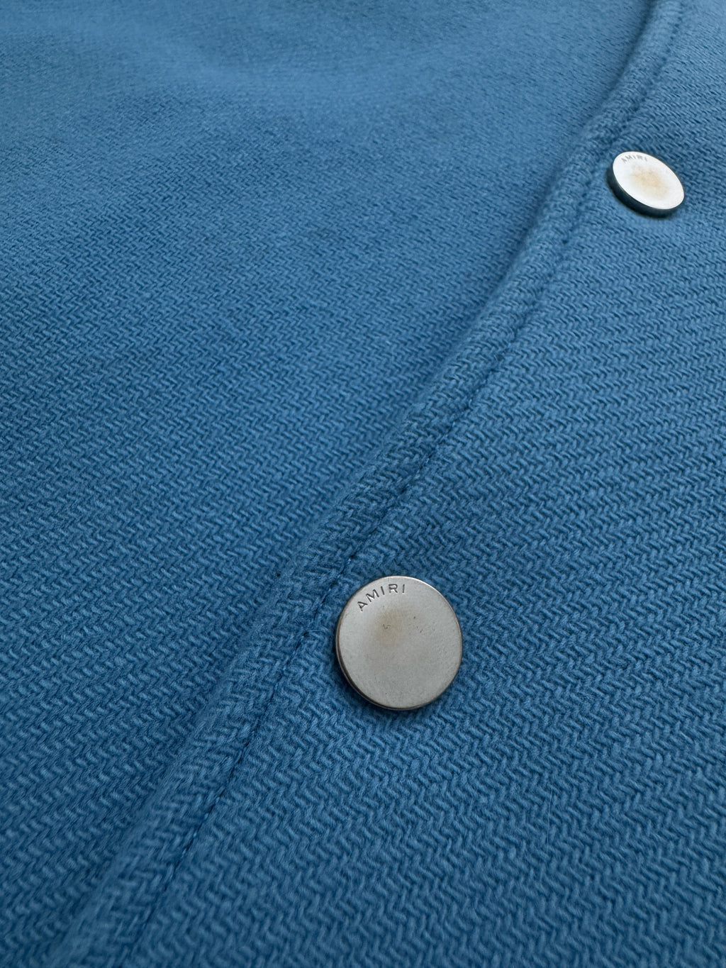 AMIRI Varsity Leather Jacket Light Blue/White - Size XL