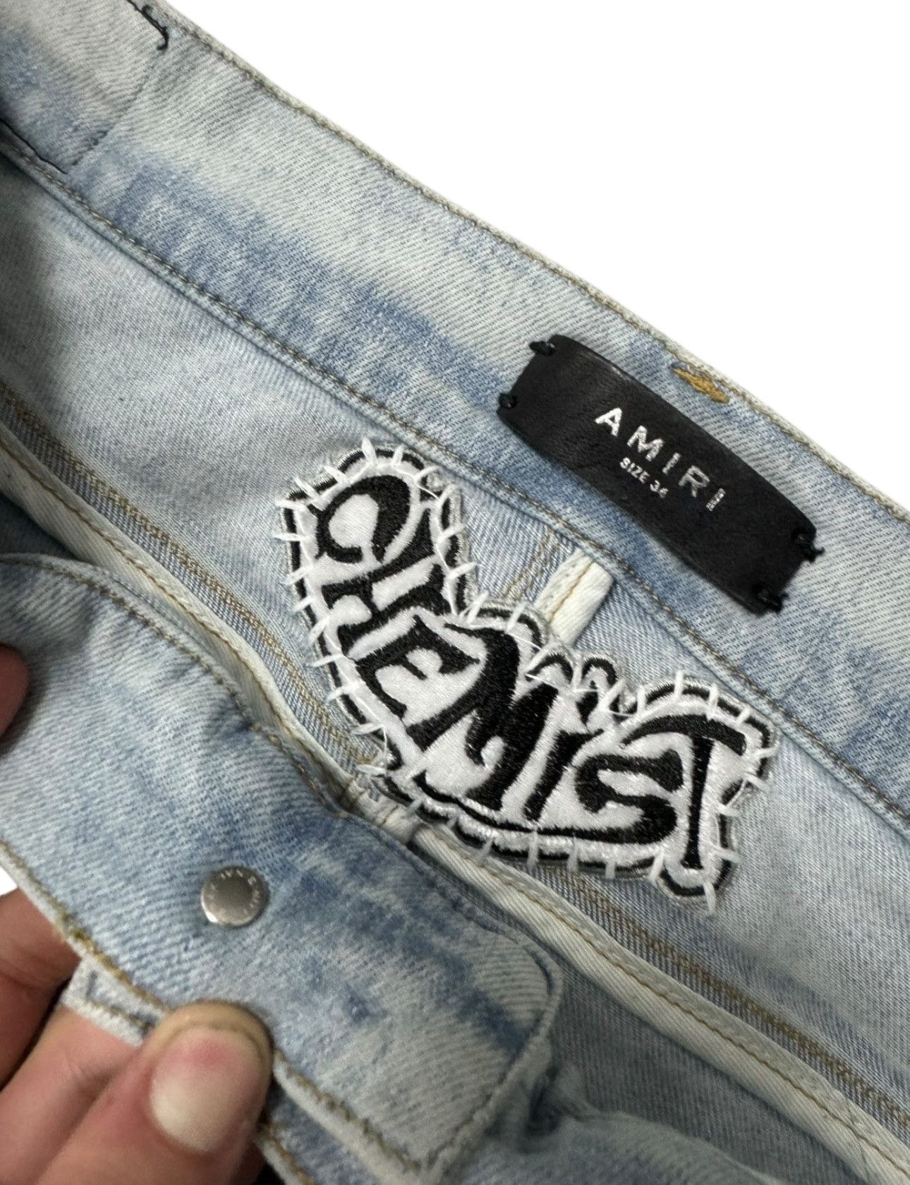 Amiri Jeans Light Wash Chemist White Star 34